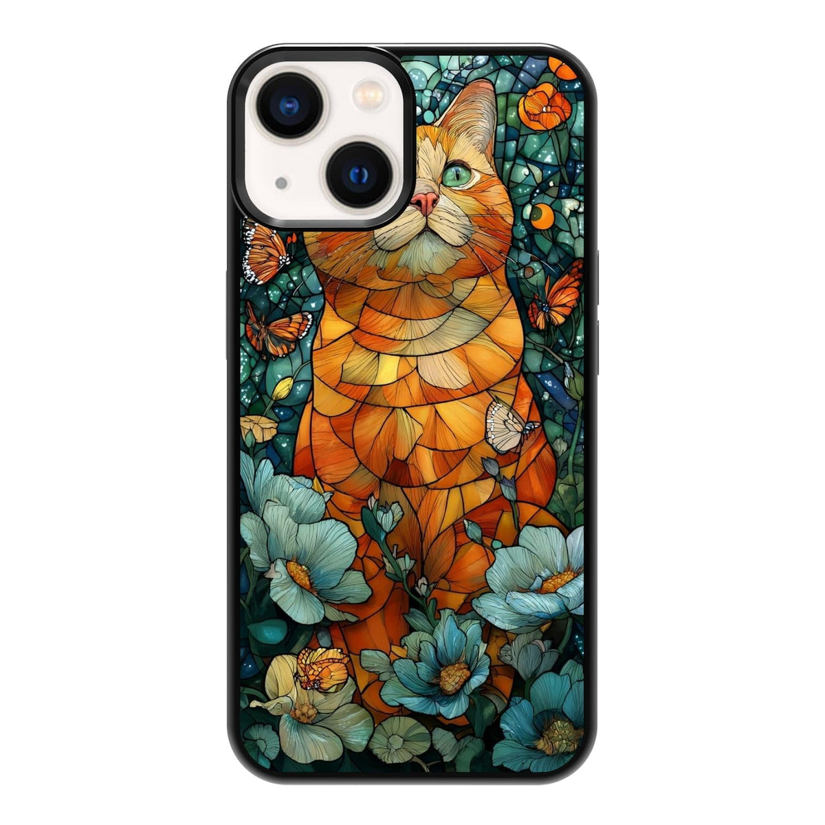 Nature Stained Glass Green Forest Tree Sunlight Phone Case, Shockproof Protective Cover for iPhone 11 12 13 14 15 16 17 Pro Max Plus Mini XR 7 8 SE