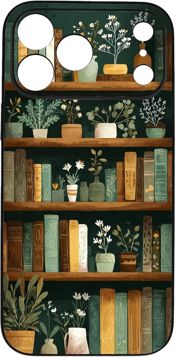 Aesthetic Bookshelf Urban Jungle Potted Plants Botanical Phone Case, Shockproof Protective Cover for iPhone 11 12 13 14 15 16 17 Pro Max Plus Mini XR 7 8 SE