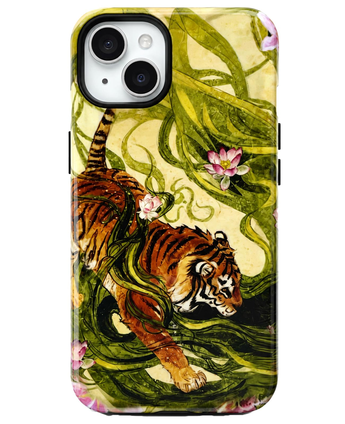 for iPhone 17 Pro Case Cute Retro Chinese-Style Tiger Phone Case Made of Hard PC Material, It Provides Full Protection with A Glossy Finish for Women (Green, iPhone 17 Pro)