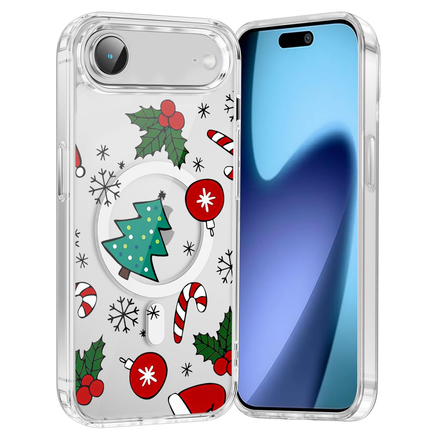 Merry Christmas Snowflake Phone Case for iPhone 13 / iPhone 14 Xmas Clear Magnetic Case 6.1", Compatible with Magsafe, Cute Winter Pattern Design Cover Shockproof Soft TPU Funda for Girl Women