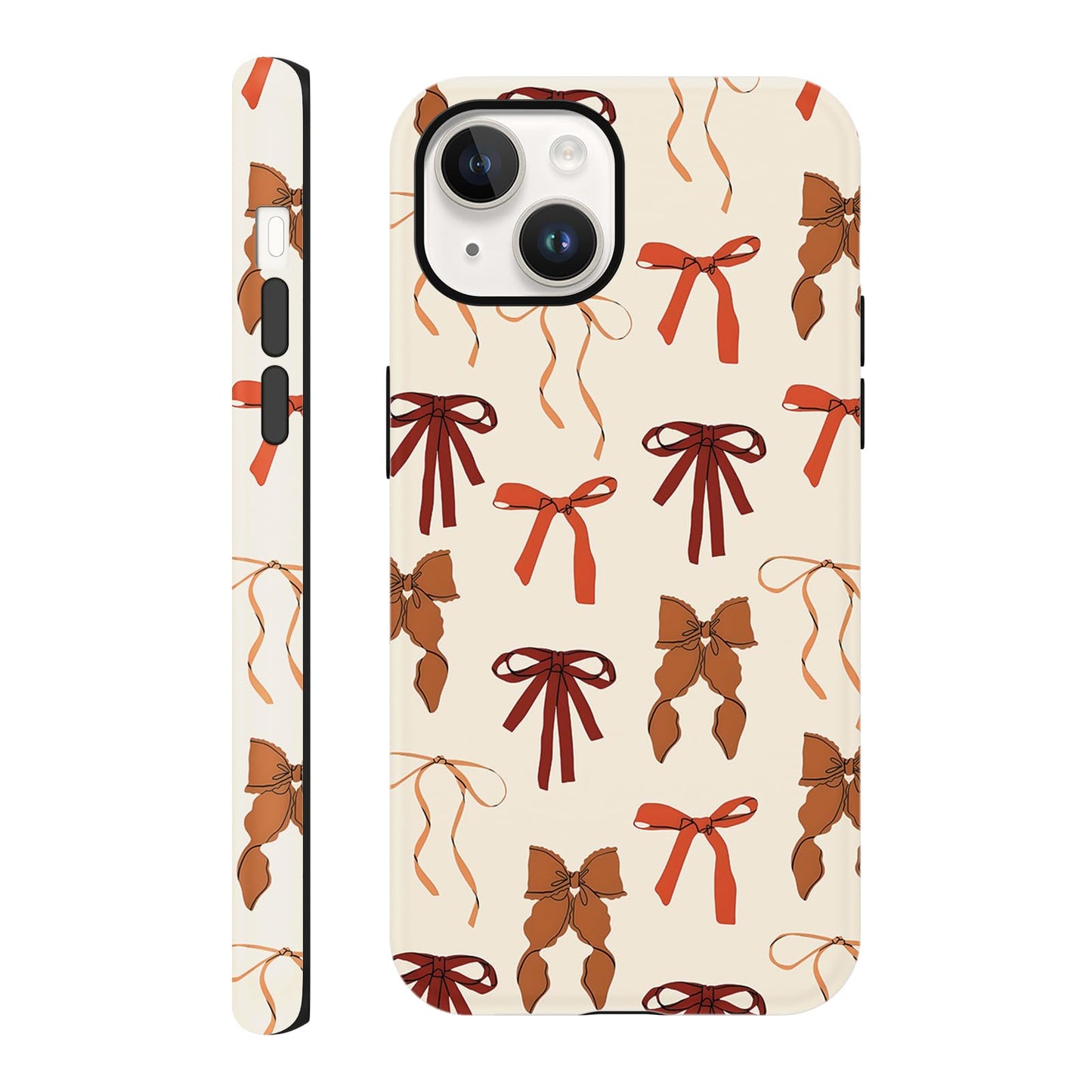 Cute Christmas Bow Phone Case for iPhone 12/12 Pro Case 6.1", Red Green Aesthetic Coquette Preppy Ribbon Bowknot Pattern Design Cover Shockproof Soft TPU Hard PC Protection Girls Women Funda