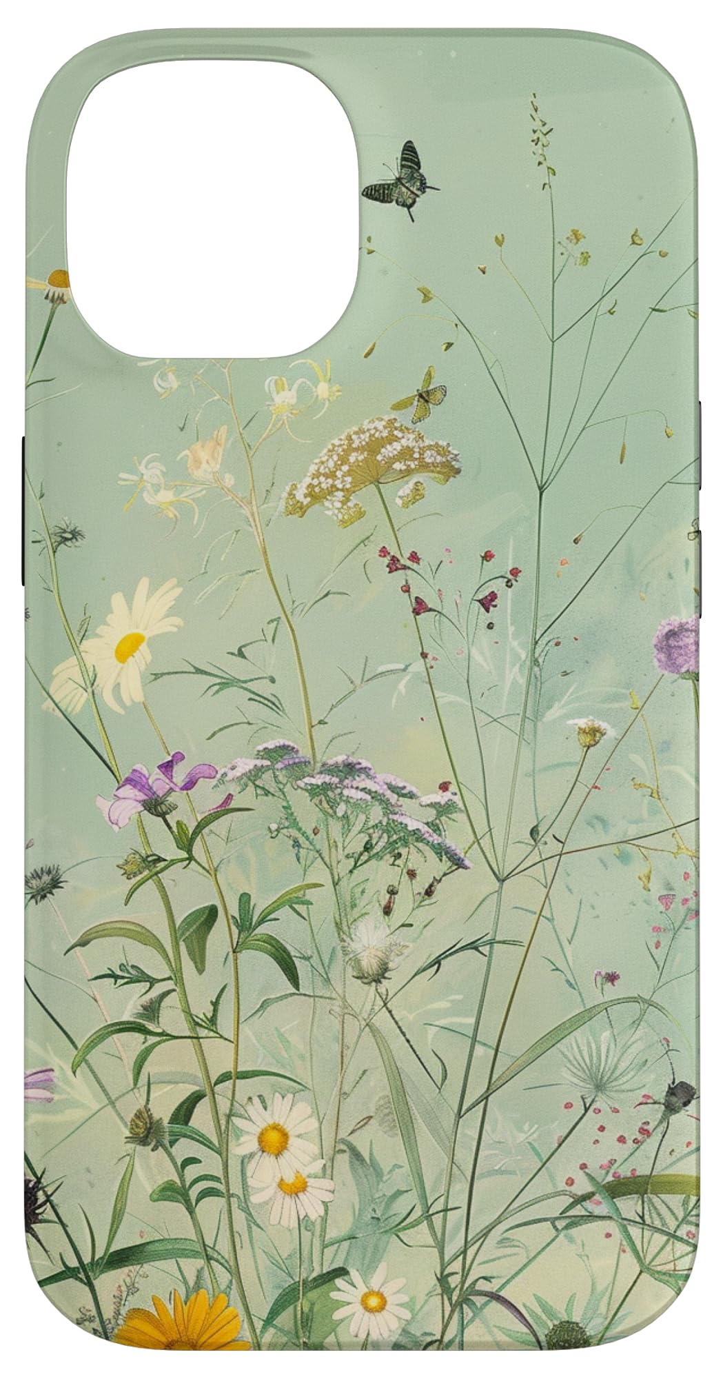 Sage Green Boho Botanical Wildflowers Plants Case for iPhone 16 Pro Max
