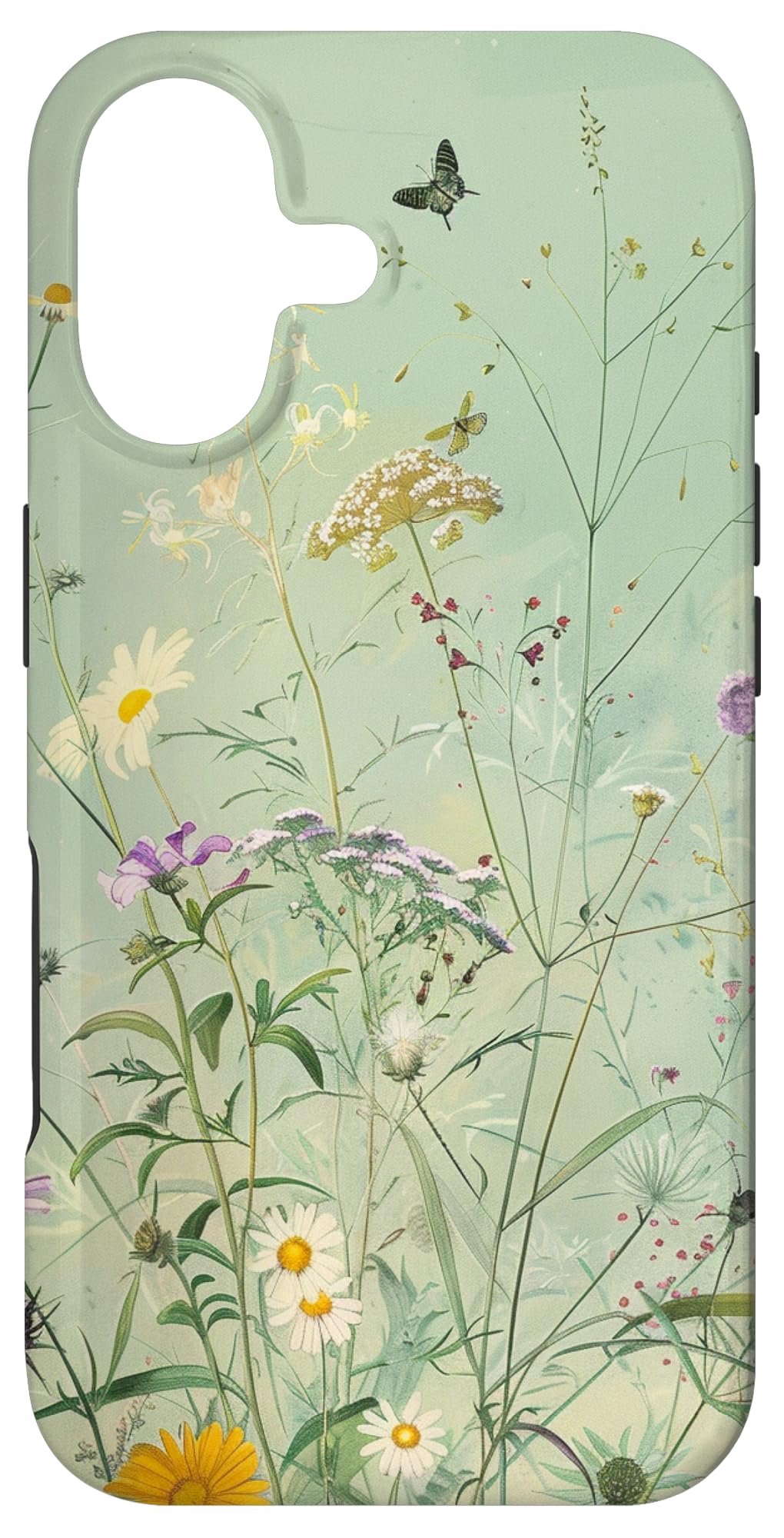 Sage Green Boho Botanical Wildflowers Plants Case for iPhone 16 Pro Max