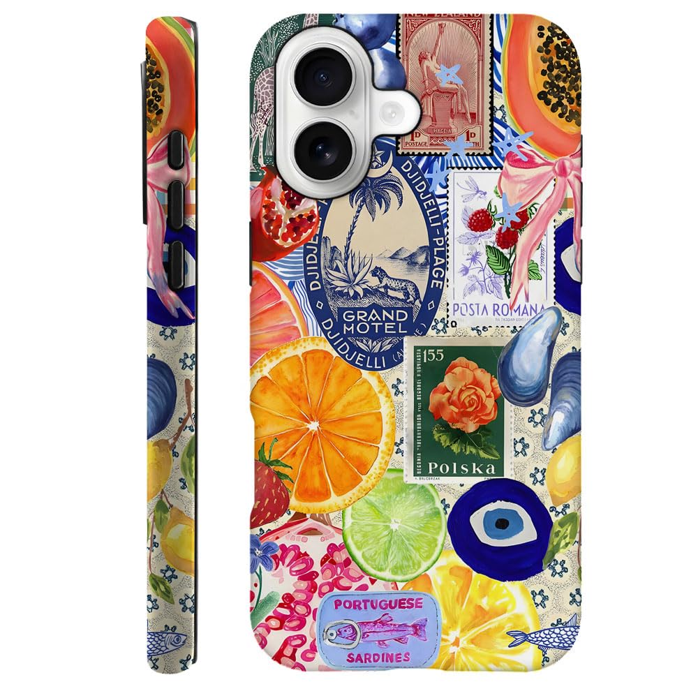 Case Compatible with iPhone 17 Pro,Fall Prevention Hybrid 2-Layer Hard Shell Phone Cover for Girls Boys,Collage European Disco