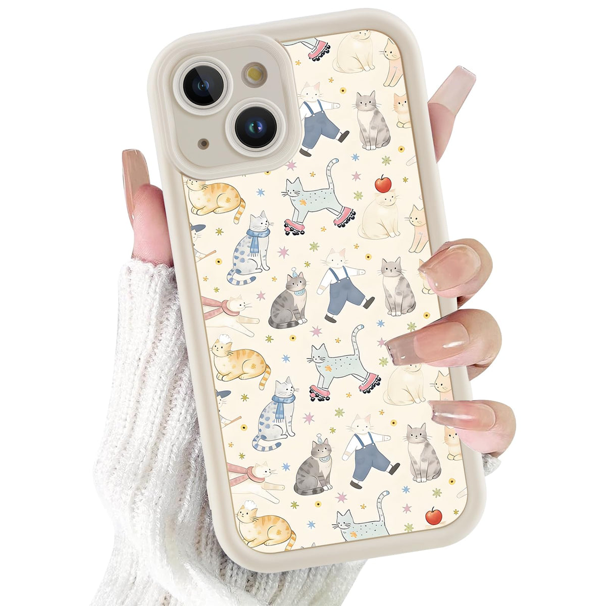 Case for iPhone 16, Cute Cat Collage Design, Trendy Aesthetic Animal Print Phone Case for Women Girls, Slim Soft Silicone TPU Shockproof Protective Bumper Phone Cover Funda