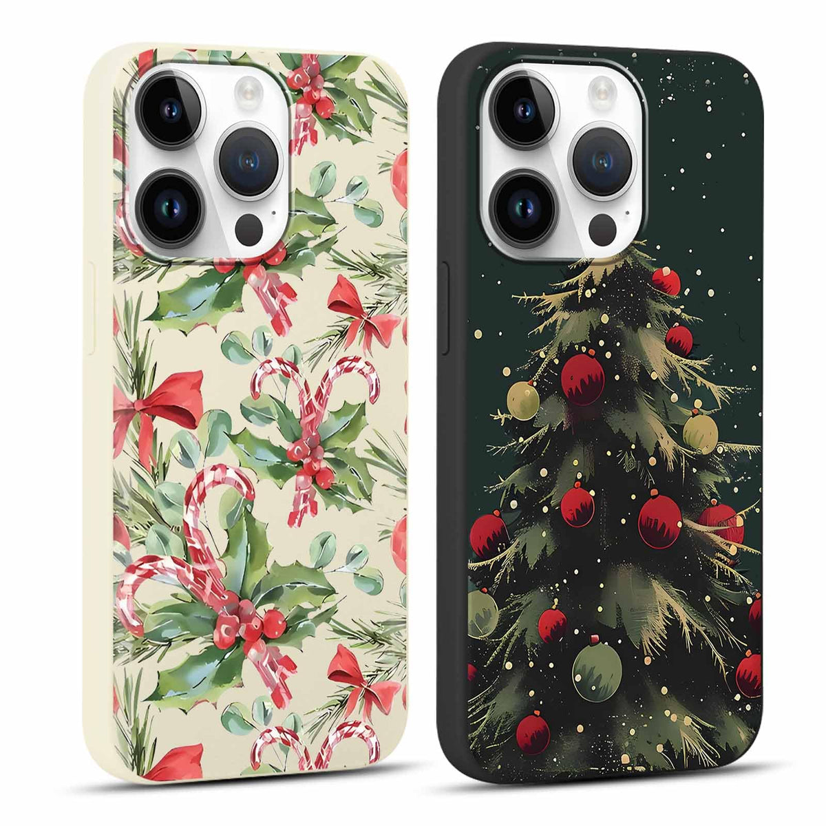 2 Pack Merry Christmas Phone Case for iPhone 16 6.1", Cute Xmas Christmas Tree Pattern Case with Candy Design Christmas Decorations Gifts Shockproof Soft Silicone Cover for Girl Women