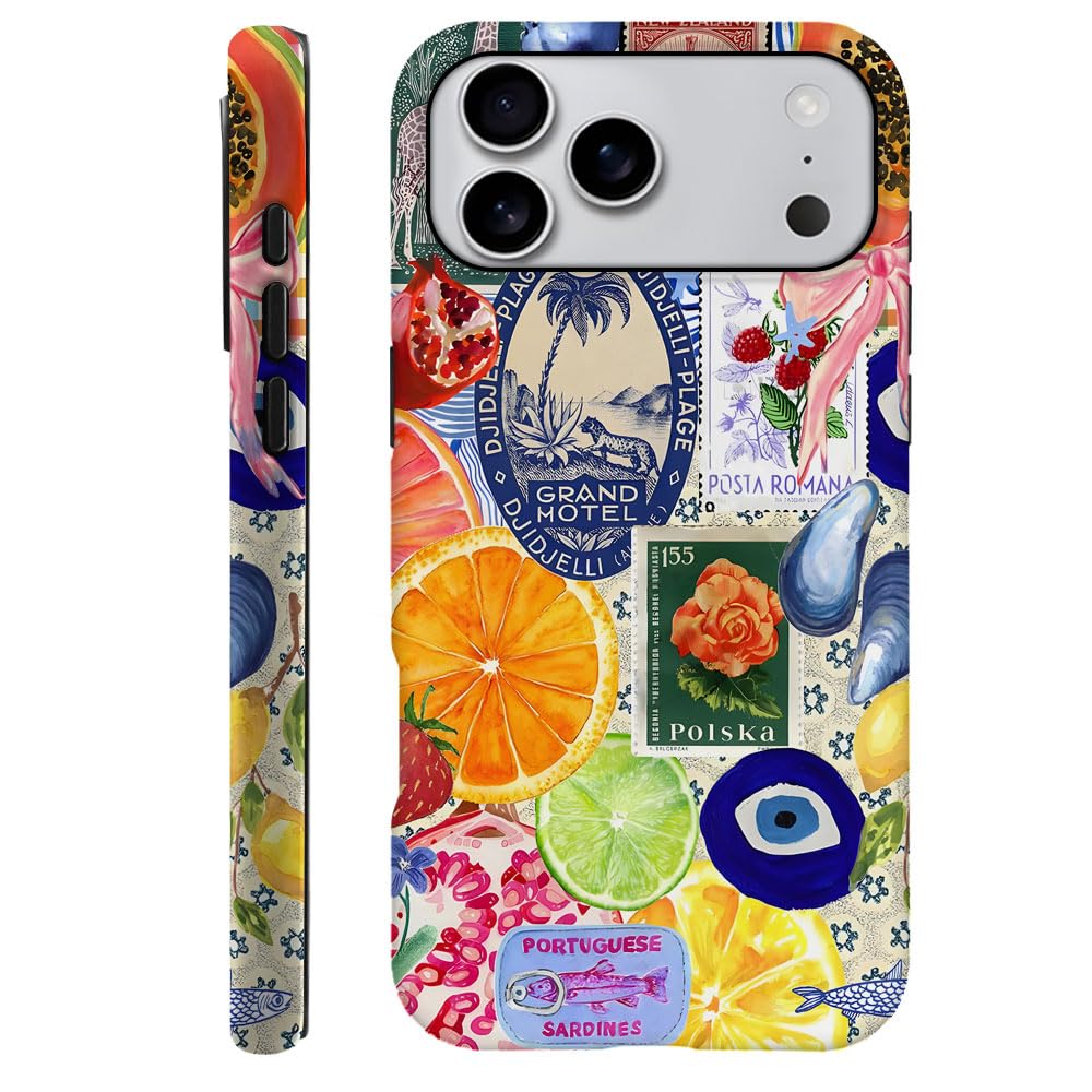 Case Compatible with iPhone 17 Pro,Fall Prevention Hybrid 2-Layer Hard Shell Phone Cover for Girls Boys,Collage European Disco