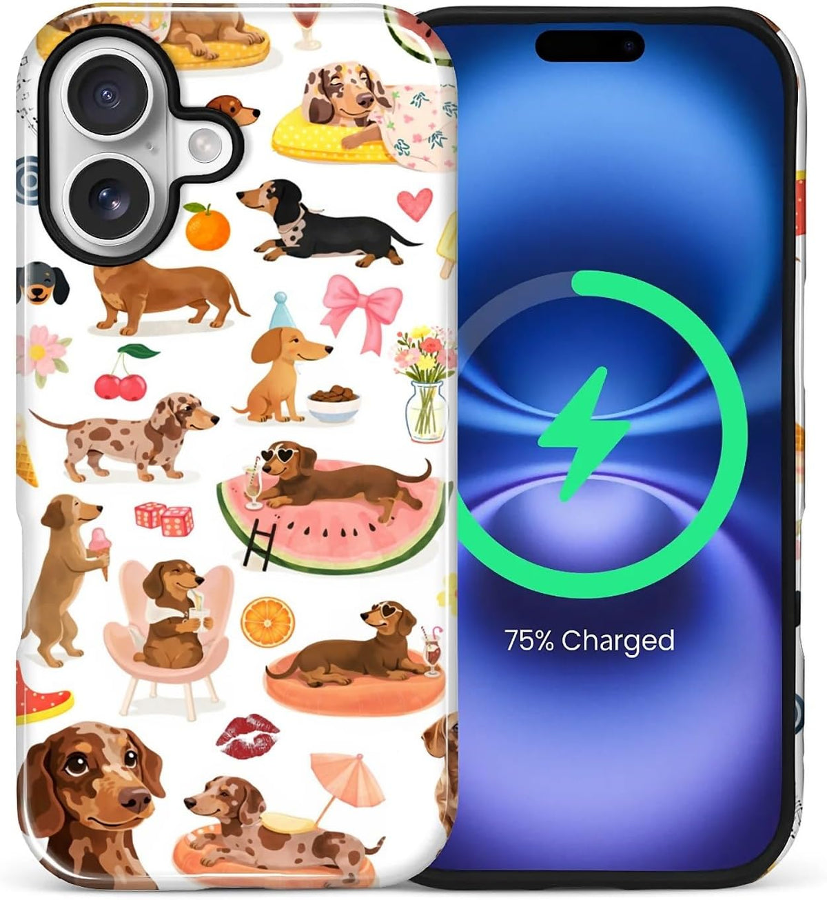 Case Compatible with iPhone 17 [Compatible with MagSafe] Hybrid 2-Layer Hard Shell Protection Case, Shockproof Protective Magnetic Cover for iPhone 17, Funny Sausage Dog Dachshund Collage