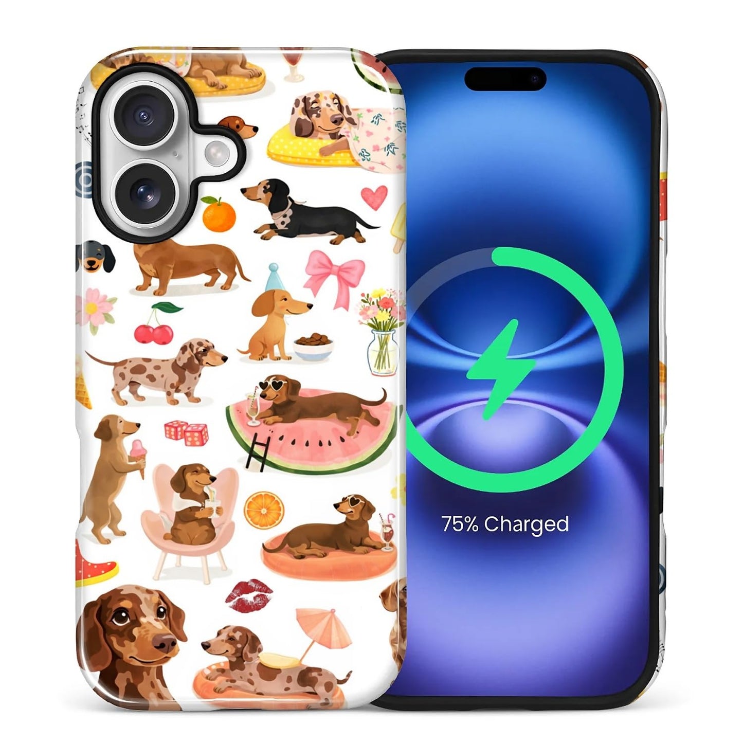 Case Compatible with iPhone 17 [Compatible with MagSafe] Hybrid 2-Layer Hard Shell Protection Case, Shockproof Protective Magnetic Cover for iPhone 17, Funny Sausage Dog Dachshund Collage