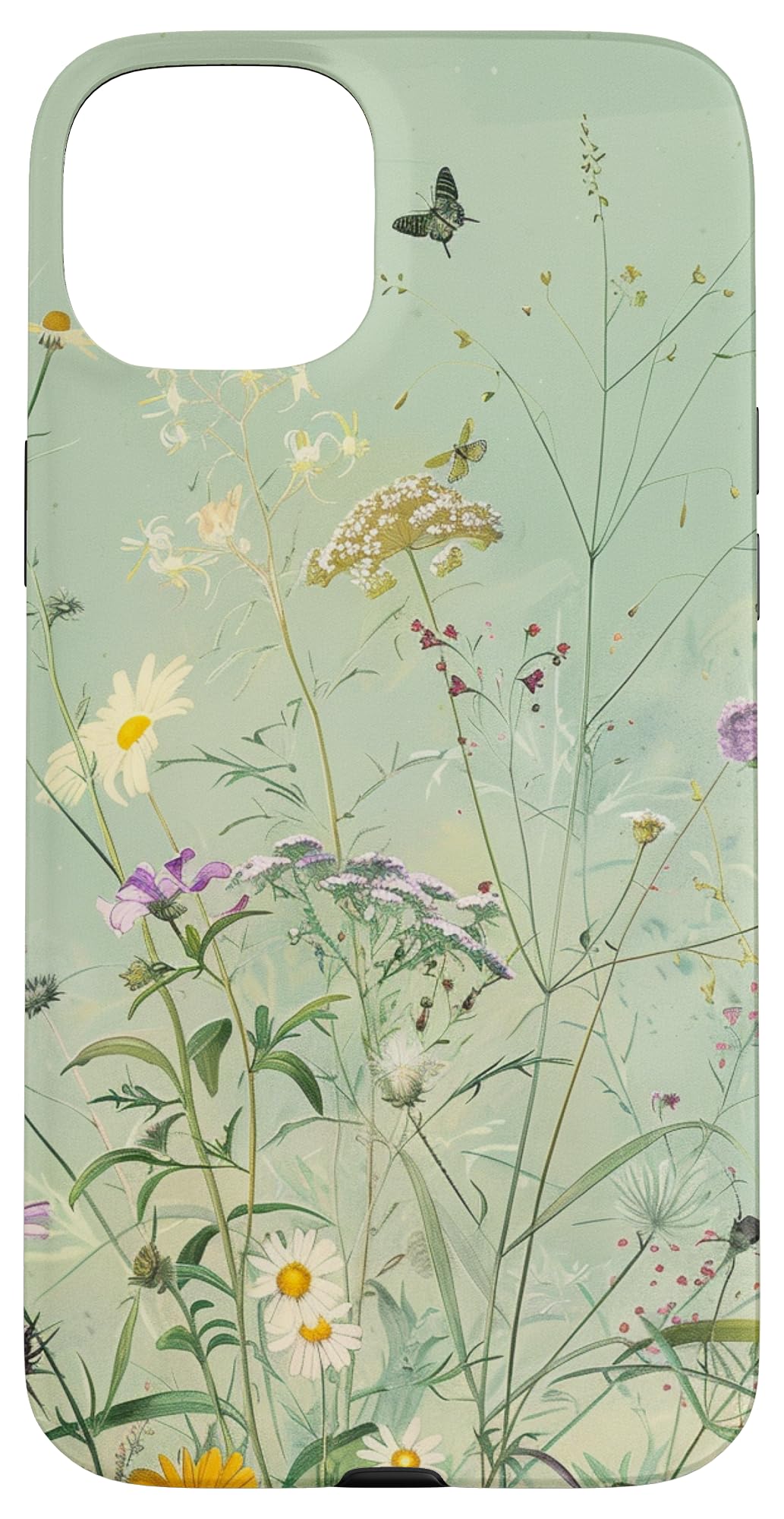 Sage Green Boho Botanical Wildflowers Plants Case for iPhone 16 Pro Max