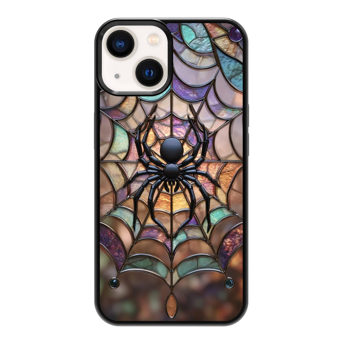 Nature Stained Glass Green Forest Tree Sunlight Phone Case, Shockproof Protective Cover for iPhone 11 12 13 14 15 16 17 Pro Max Plus Mini XR 7 8 SE