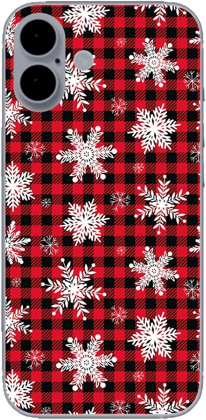 Blingy's for iPhone 16 Case, Fun Christmas Style with Snowflakes Pattern Holiday Plaid Design Soft TPU Protective Case (6.1 inch) (Plaid Snowflakes) Multicolor