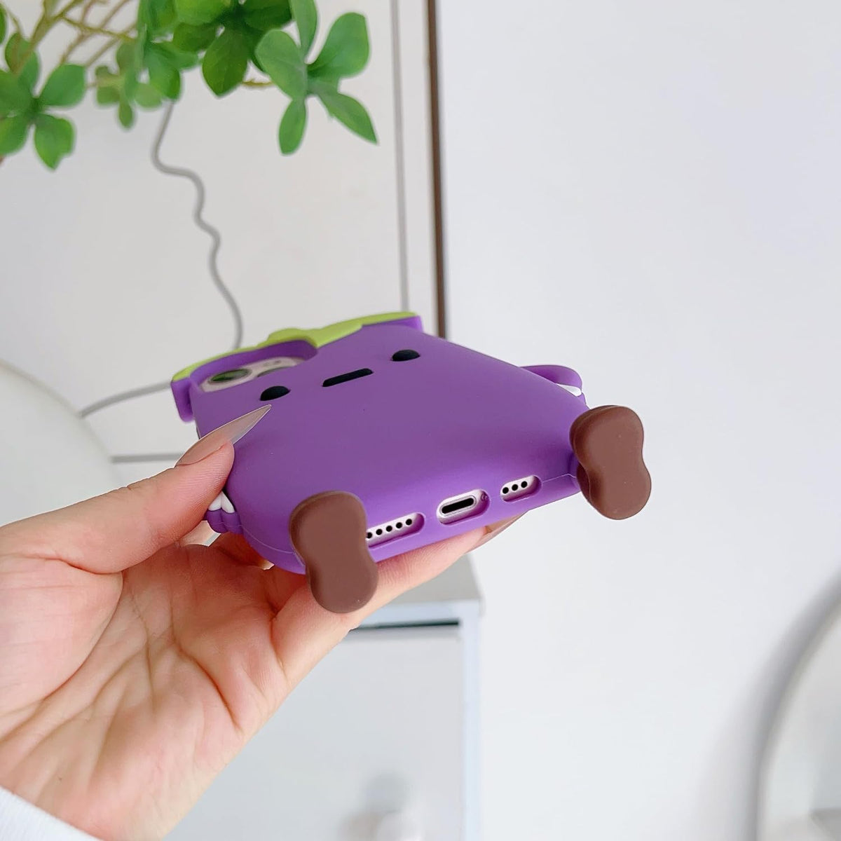 3D Eggplant Case,Cartoon Cute Kawaii Lovely Character Eggplant Man Shape Kids Teens Girls Women Soft Silicone Case for iPhone 16 Pro Max 6.9 inch 2024