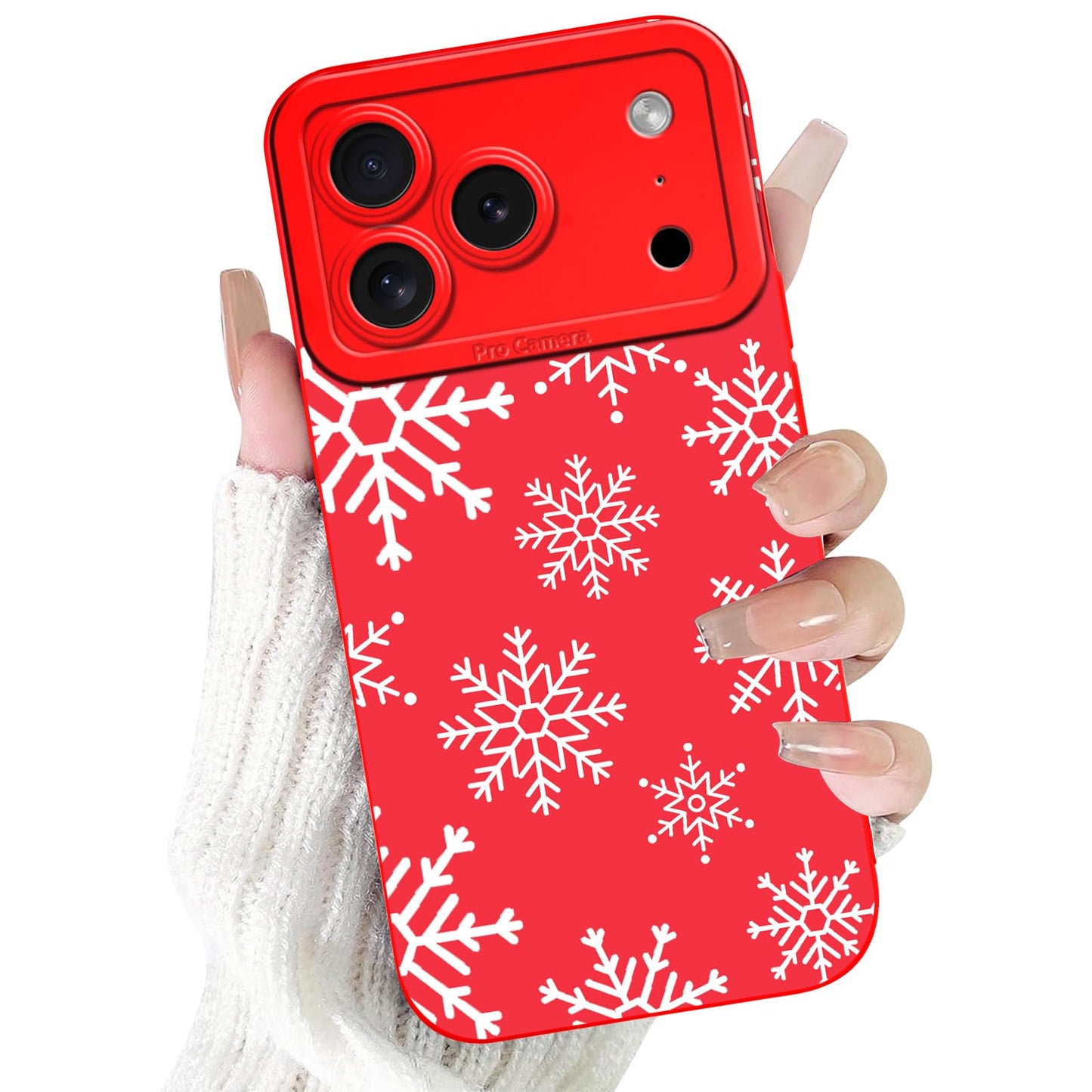 Merry Christmas Phone Case for iPhone 16 6.1，Cute Silicone Case with Xmas Tree Snowflakes, Elk Pattern，Soft Protective Shockproof Gifts for Girls Women Men Boys-Red White Snowflake