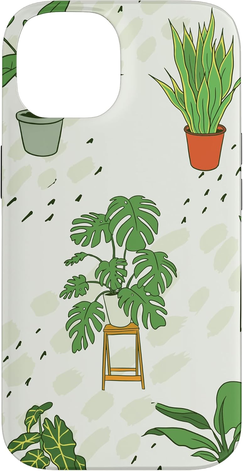 Monstera plant Houseplant Illustrations | Boho Nature Leaf Case for iPhone 15
