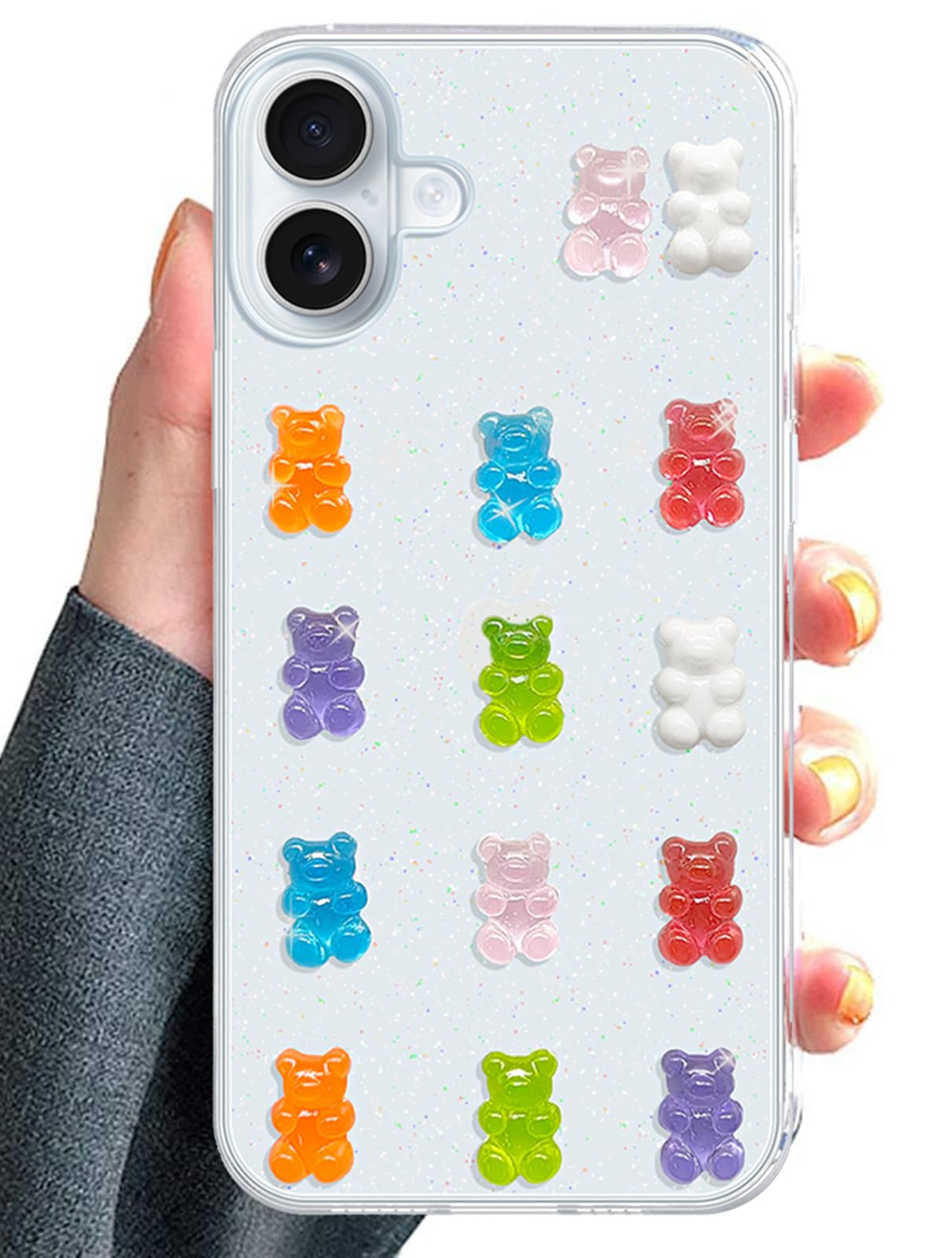 UnnFiko Cute Clear Phone Case for iPhone 15, Super Kawaii Cartoon Bears, Funny Creative Soft Protective Phone Cases Cover for iPhone 15(Bears)