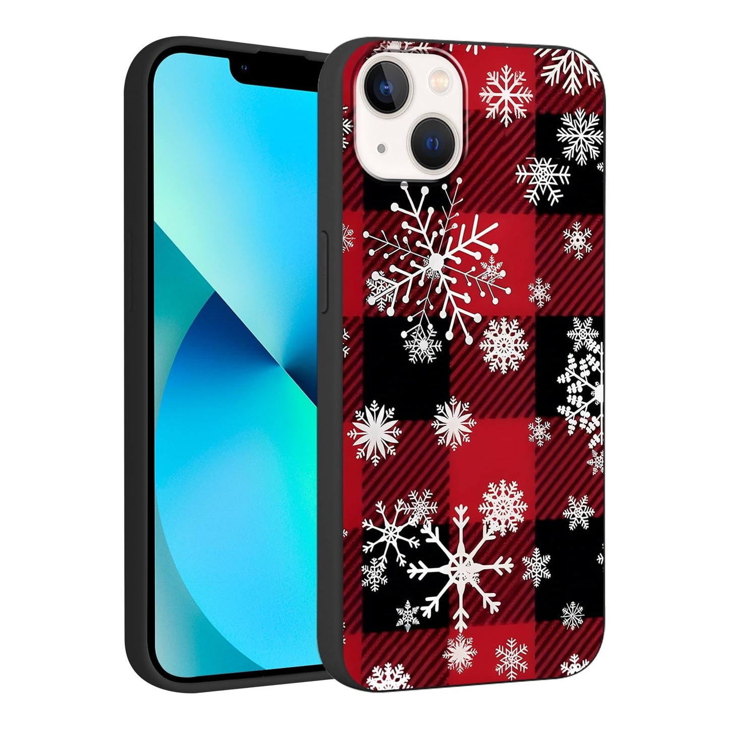 Merry Christmas Plaid Checkered Phone Case for iPhone 11 6.1", Cute Xmas Case Red Grey Scottish Tartan Grid Stripe Pattern Design Cover Shockproof Soft Silicone Protective Funda for Girl Women
