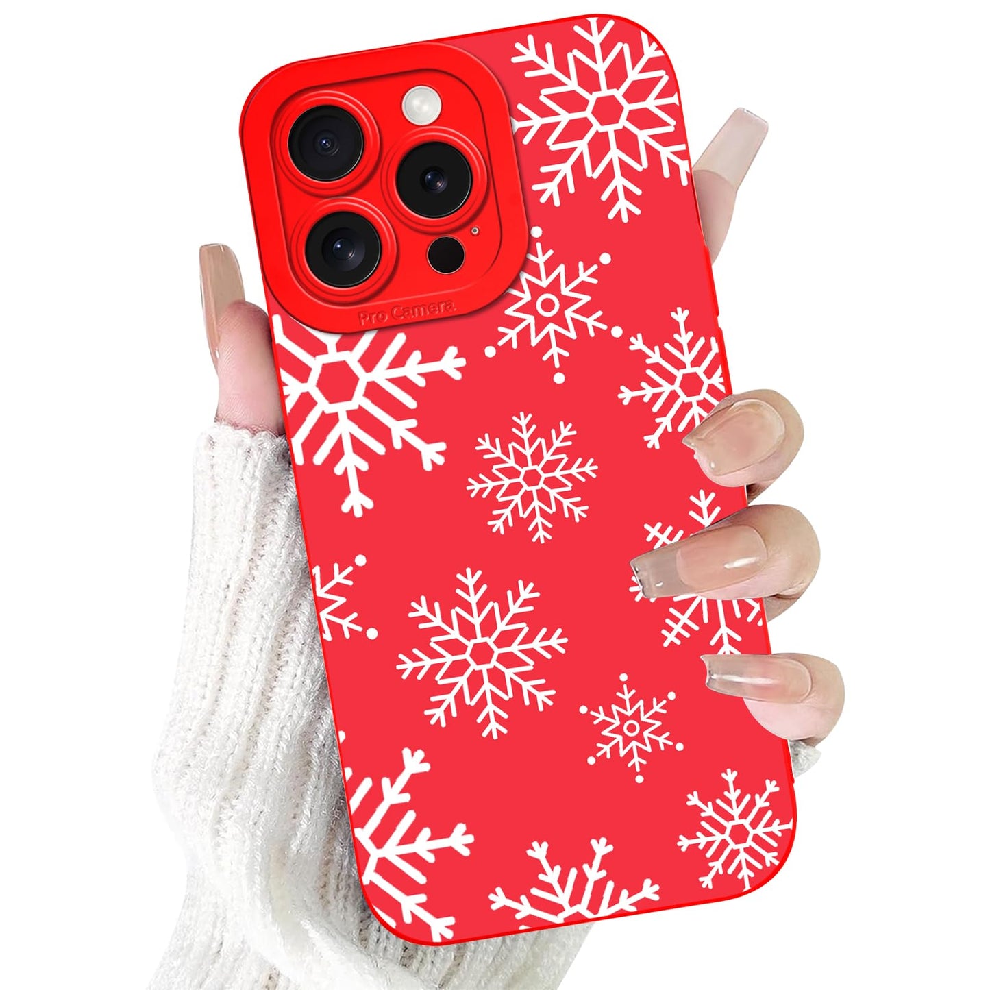 Merry Christmas Phone Case for iPhone 16 6.1，Cute Silicone Case with Xmas Tree Snowflakes, Elk Pattern，Soft Protective Shockproof Gifts for Girls Women Men Boys-Red White Snowflake