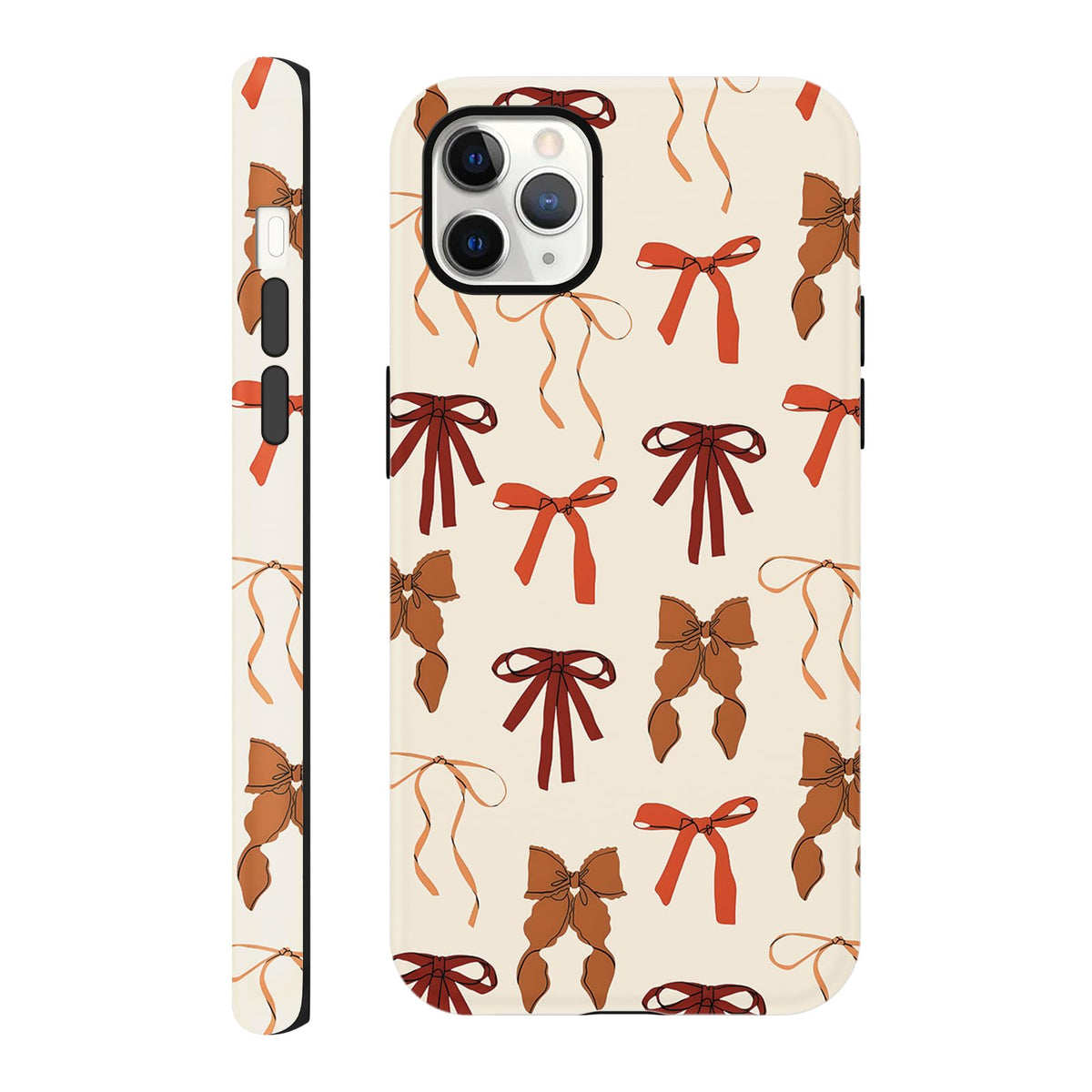 Cute Christmas Bow Phone Case for iPhone 12/12 Pro Case 6.1", Red Green Aesthetic Coquette Preppy Ribbon Bowknot Pattern Design Cover Shockproof Soft TPU Hard PC Protection Girls Women Funda