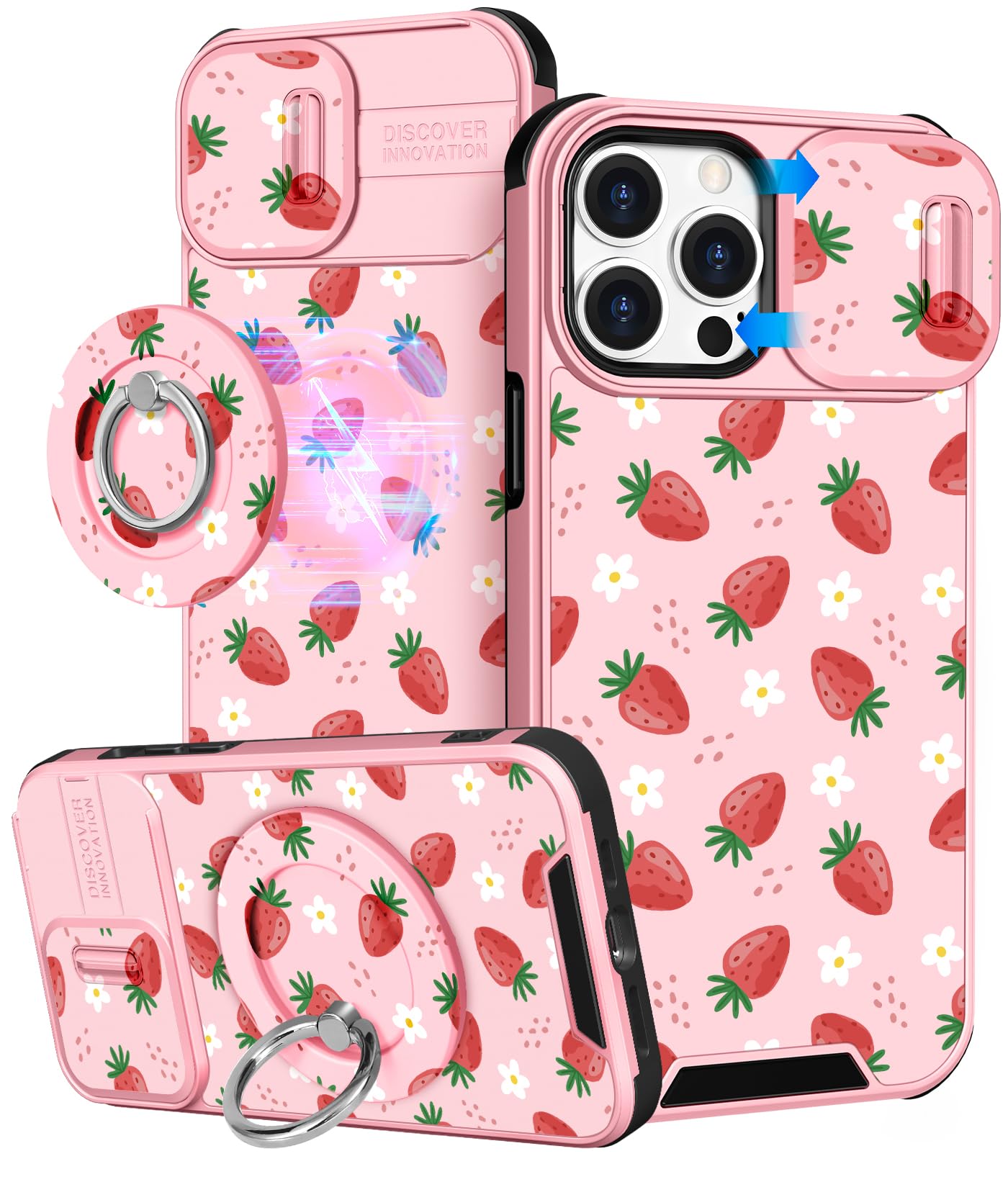 Buleens for iPhone 17 Pro Max Case 6.9 Inch - with Ring Stand & Camera Cover Aesthetic Cute Designed for Women Girls Girly Cartoon Kawaii Dogs Phone Case for iPhone 17 Pro Max Compatible with Magsafe