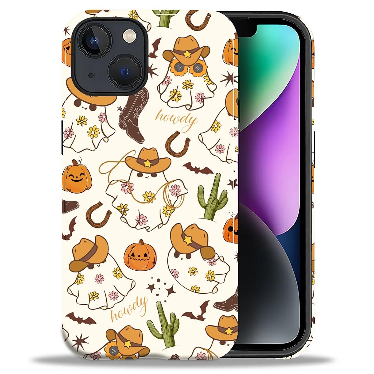 DAIZAG Case for iPhone 13 iPhone 14, Christmas Coffee Snowflake Cane Full-Body Design Hybrid Dual Protection Soft TPU + Hard PC, Shockproof Scratch-Resistant Protective Cover Phone Case for Men Women