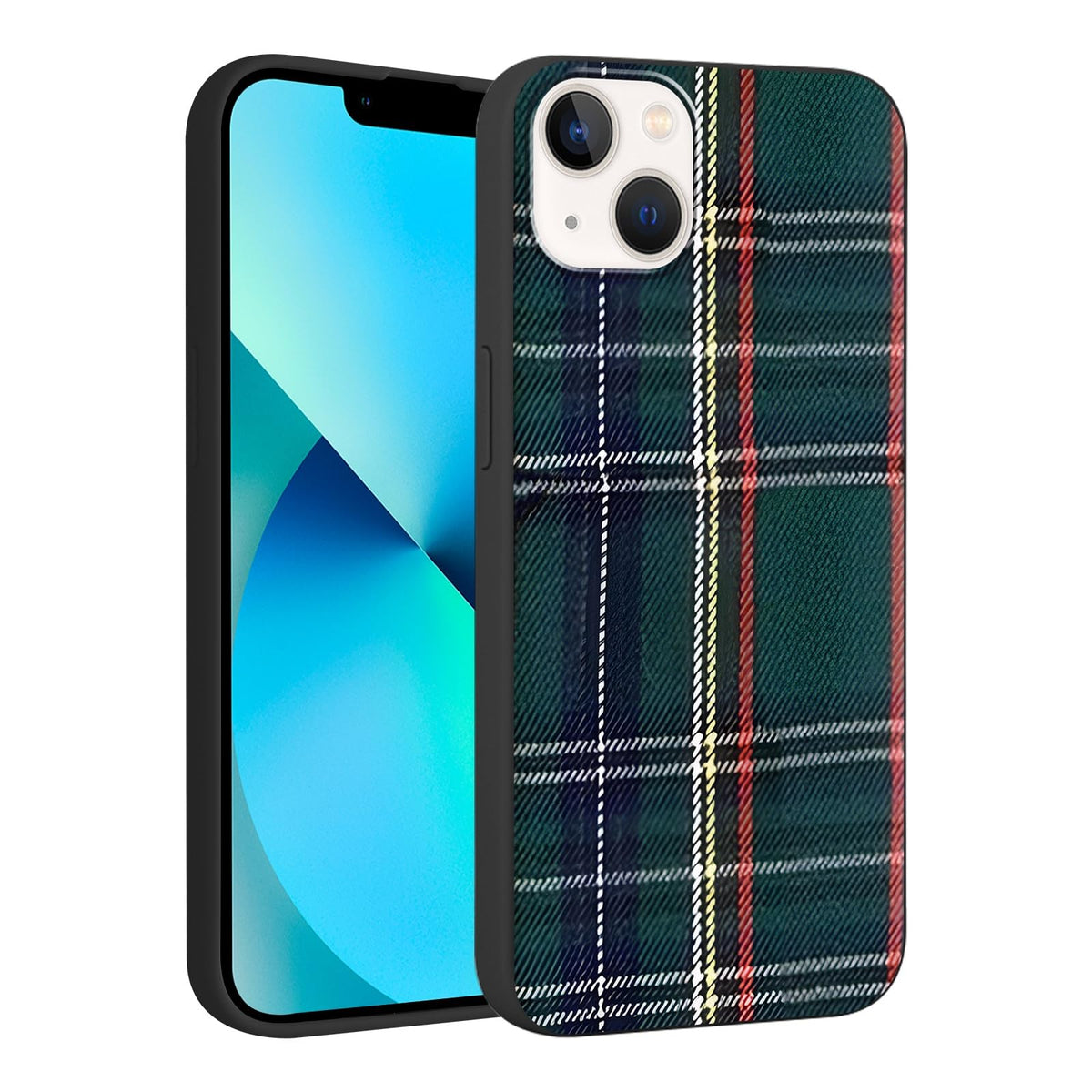 Merry Christmas Plaid Checkered Phone Case for iPhone 11 6.1", Cute Xmas Case Red Grey Scottish Tartan Grid Stripe Pattern Design Cover Shockproof Soft Silicone Protective Funda for Girl Women