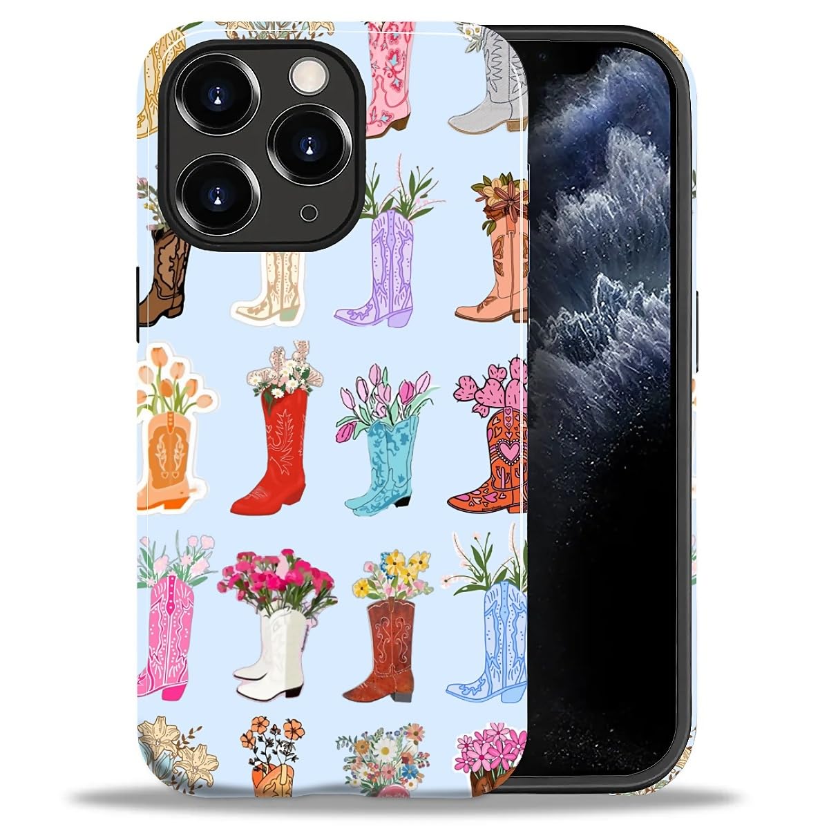 DAIZAG Case for iPhone 13 iPhone 14, Christmas Coffee Snowflake Cane Full-Body Design Hybrid Dual Protection Soft TPU + Hard PC, Shockproof Scratch-Resistant Protective Cover Phone Case for Men Women