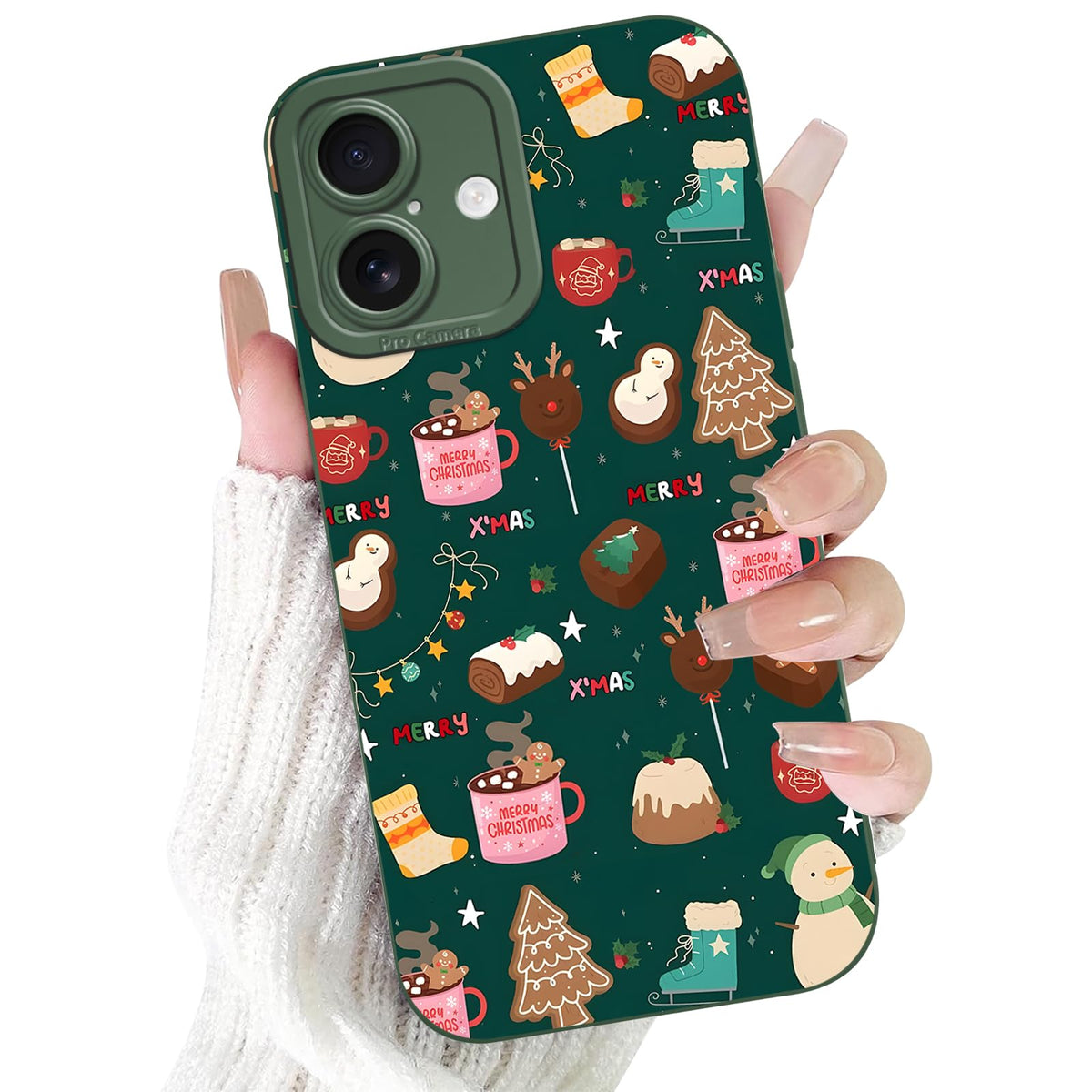 Merry Christmas Phone Case for iPhone 16 6.1，Cute Silicone Case with Xmas Tree Snowflakes, Elk Pattern，Soft Protective Shockproof Gifts for Girls Women Men Boys-Red White Snowflake