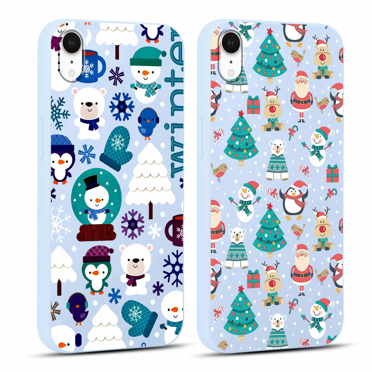 2 Pack Merry Christmas Phone Case for iPhone 16 6.1", Cute Xmas Christmas Tree Pattern Case with Candy Design Christmas Decorations Gifts Shockproof Soft Silicone Cover for Girl Women
