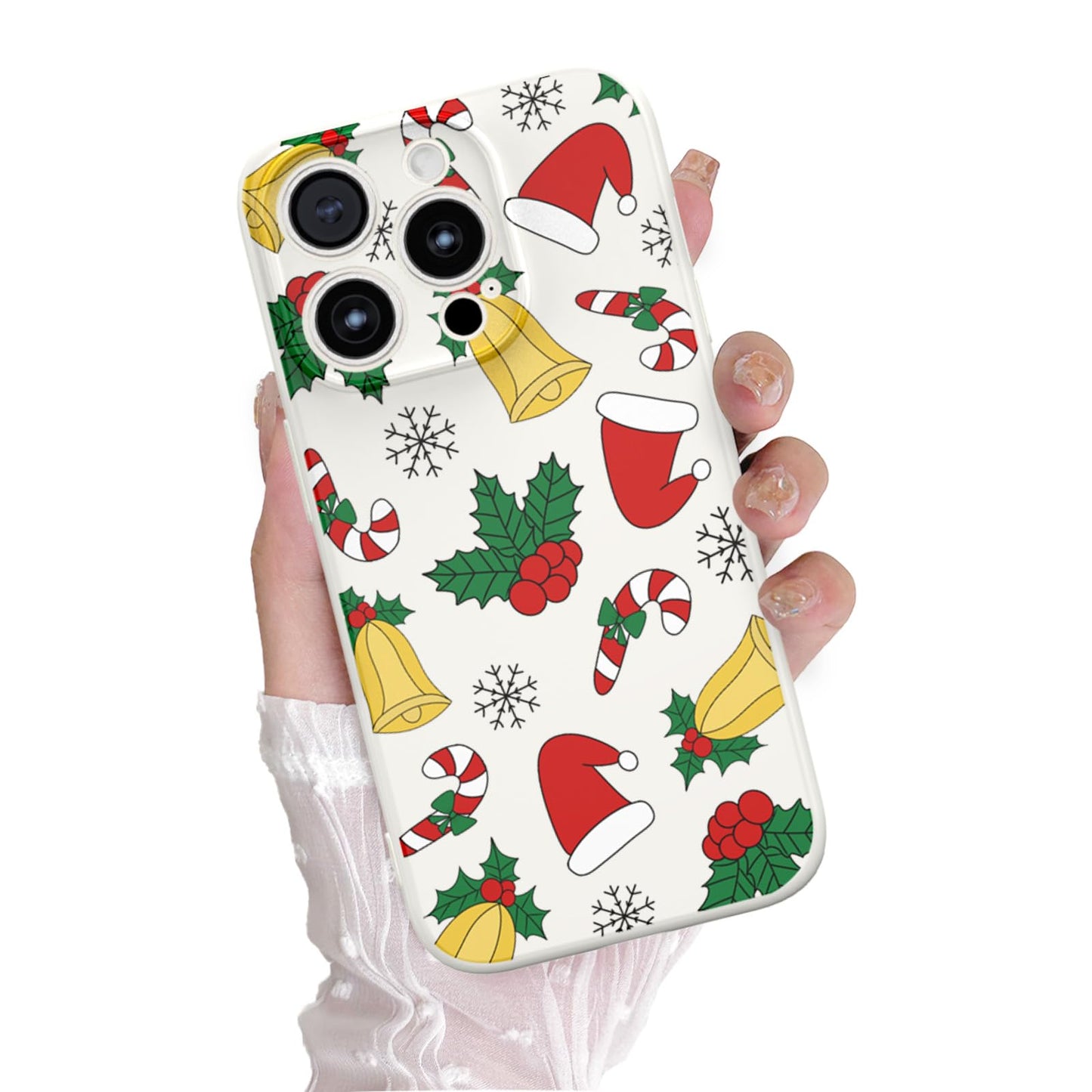 Christmas Case for iPhone 13 Case Cute Xmas Merry Christmas Tree Gingerbread Man Pattern Santa Holiday Aesthetic Gifts Girly Girls Women Kids Soft TPU Protective Cover, Beige