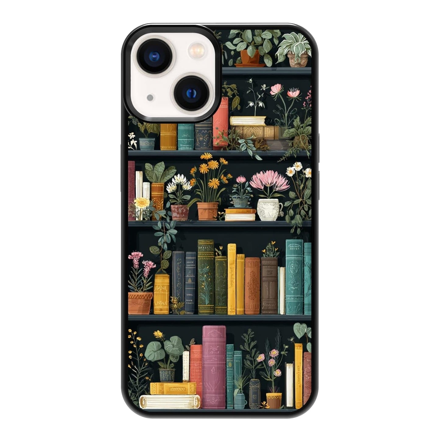 Aesthetic Bookshelf Urban Jungle Potted Plants Botanical Phone Case, Shockproof Protective Cover for iPhone 11 12 13 14 15 16 17 Pro Max Plus Mini XR 7 8 SE