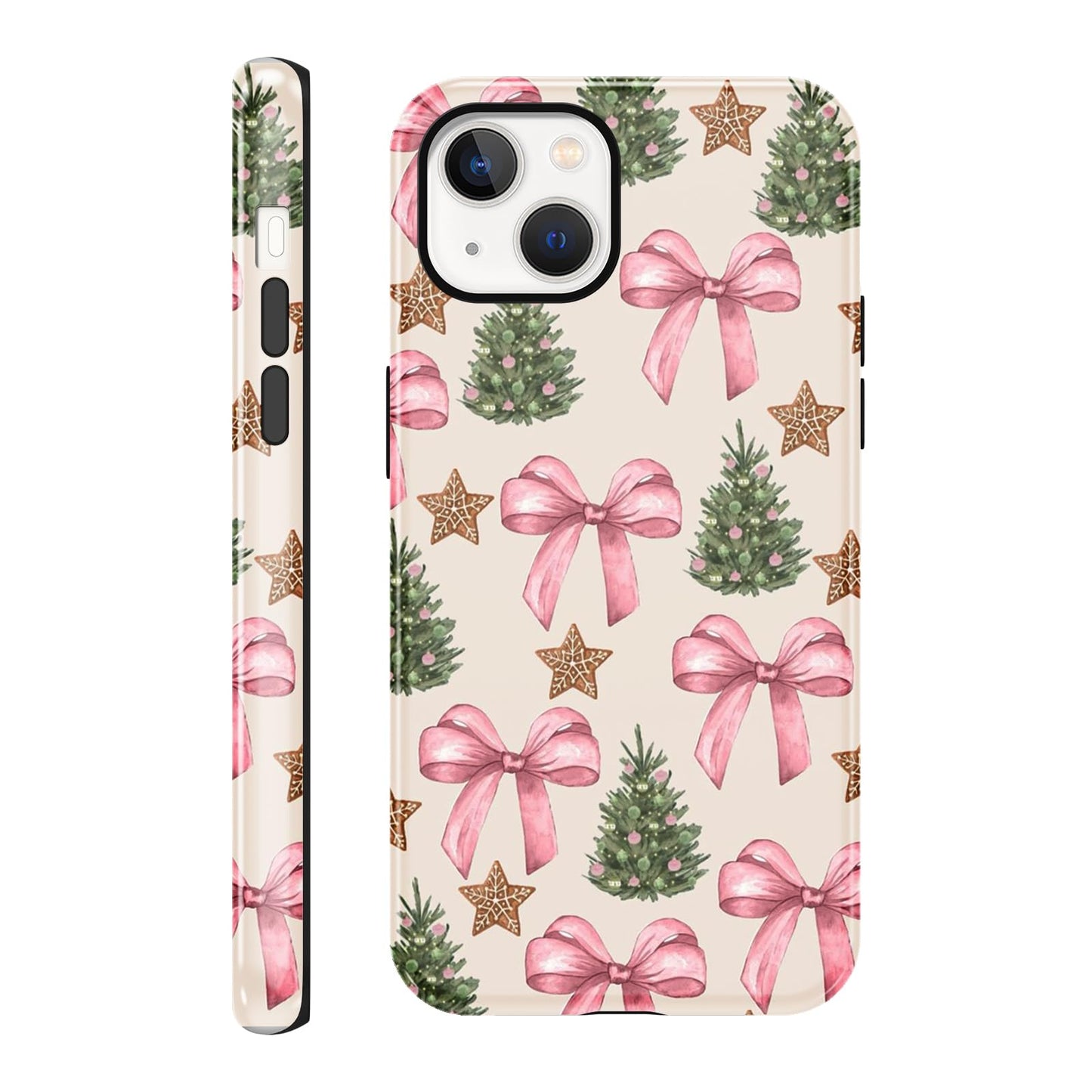Merry Christmas Phone Case for iPhone 13/14, Cute Case with Candy Gingerbread Man Pattern, Hybrid Durable Shockproof Soft Silicone Cover for Girl Women Men Boys