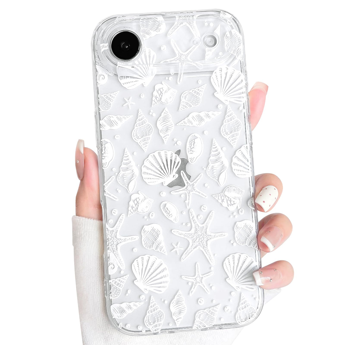 NITITOP Compatible with iPhone 16 Case Clear Sea - White Fish | Cute, Shell whale ocean animal, For women men girls boys, Slim, Soft TPU, Shockproof