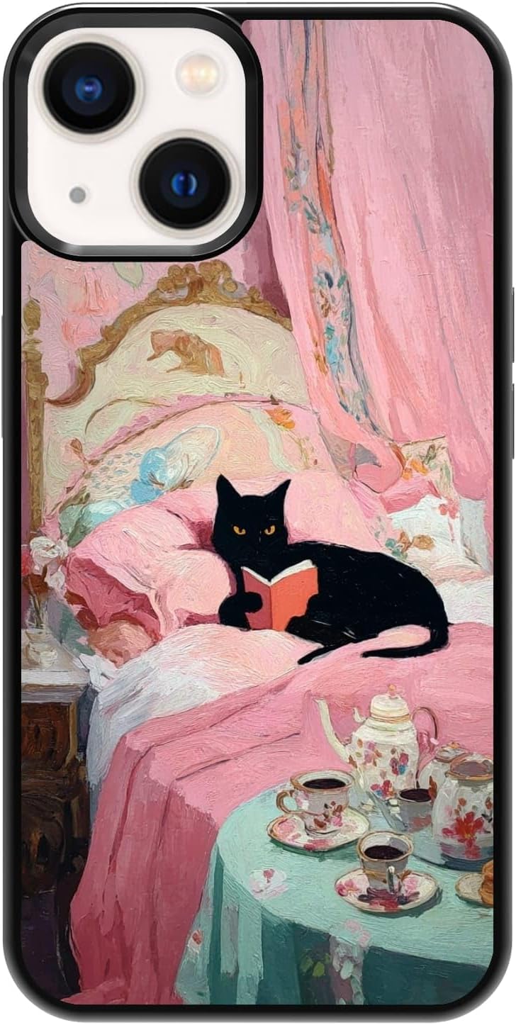 Plant Lover Black Cat Houseplants Indoor Garden Aesthetic Phone Case, Shockproof Protective Cover for iPhone 11 12 13 14 15 16 17 Pro Max Plus Mini XR 7 8 SE