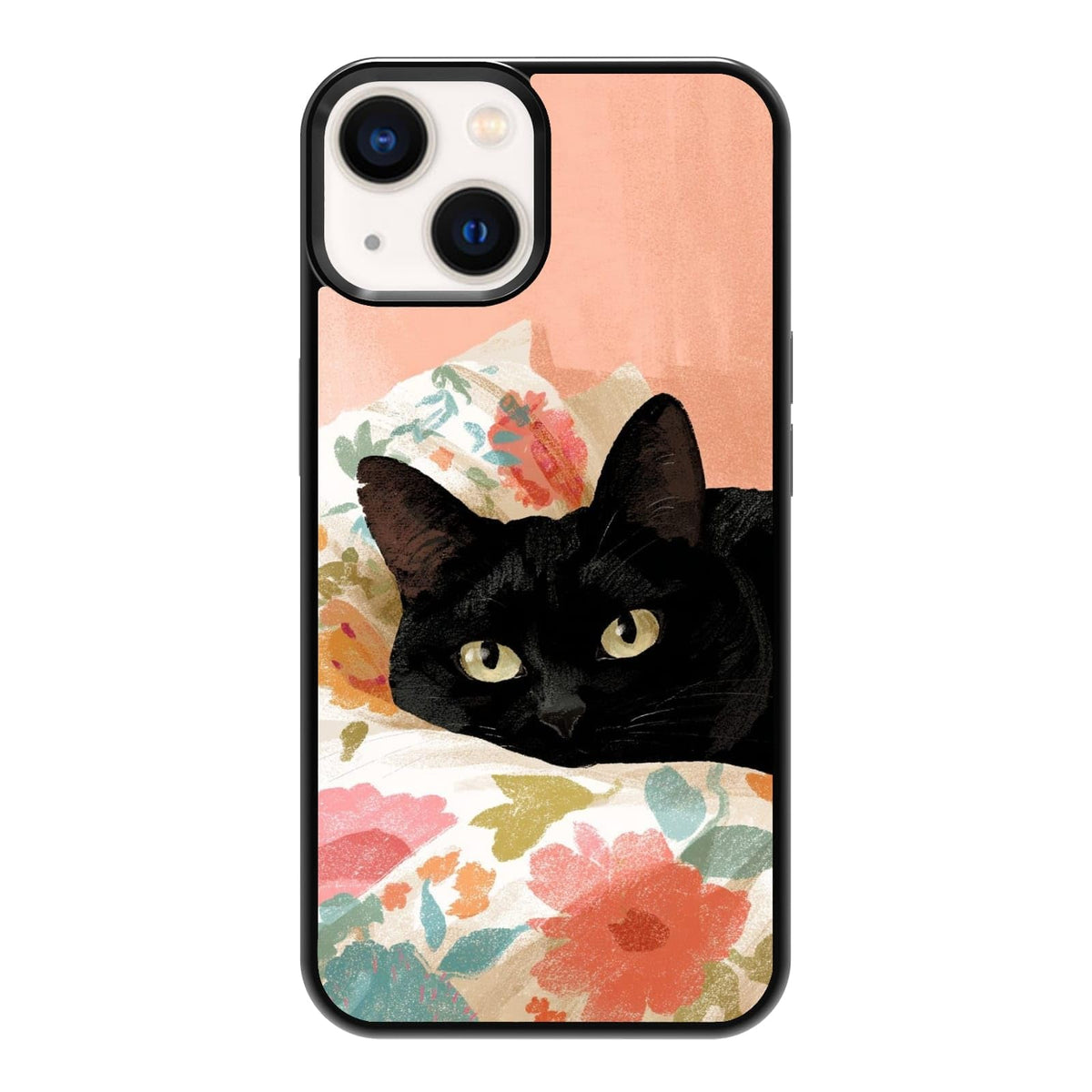 Lush Tropical Monstera Leaves Black Cat Botanical Art Phone Case, Shockproof Protective Cover for iPhone 11 12 13 14 15 16 17 Pro Max Plus Mini XR 7 8 SE