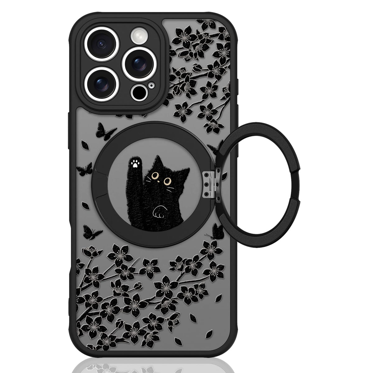 Cute Magnetic Case for iPhone 14 Case, Black Cats Pattern | Compatible with MagSafe, Soft Bumper Hard Back Kawaii Animal Aesthetic Protective Phone Cover Design for Women Girls Boys