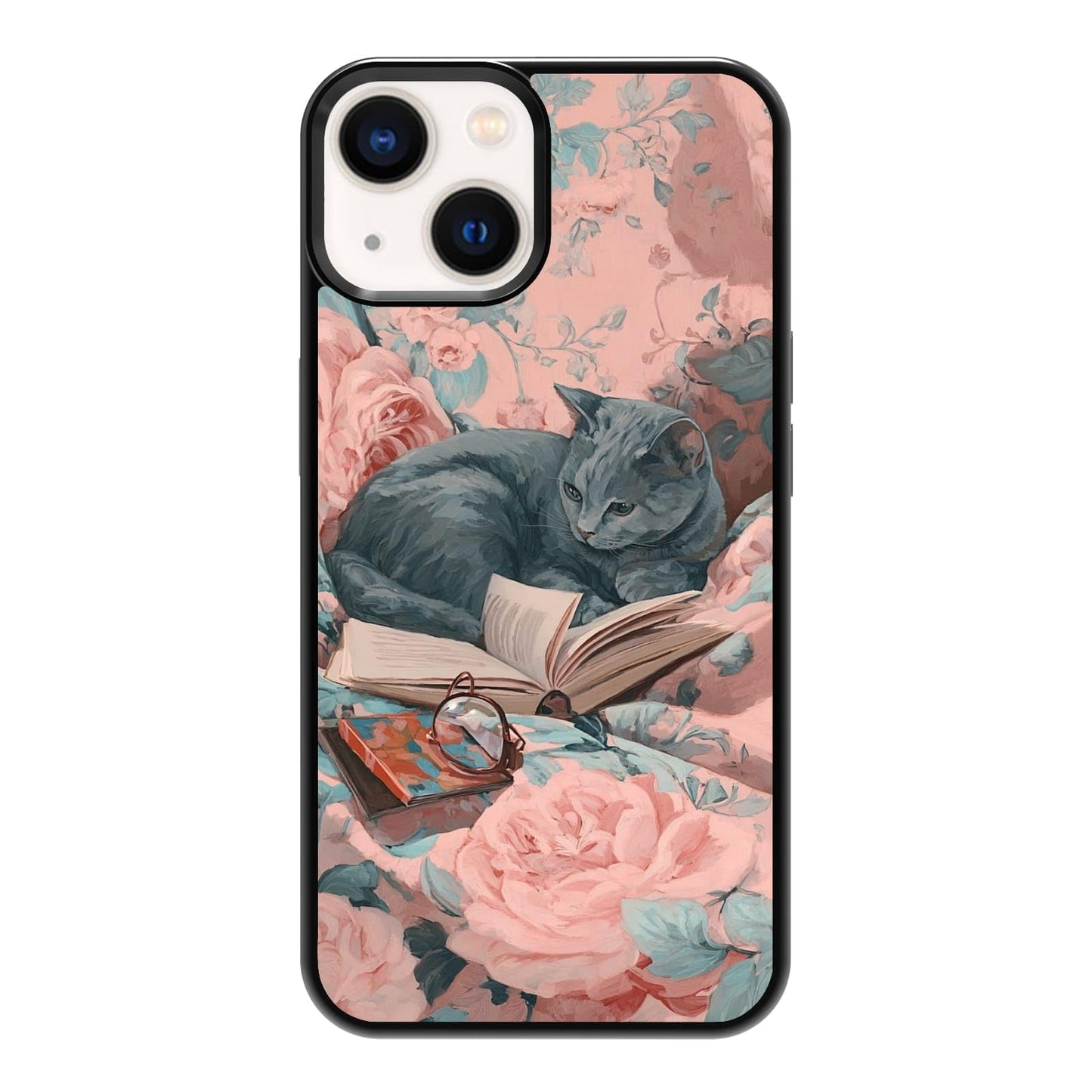 Black Cat Indoor Jungle Potted Plants Bookshelf Dark Green Botanical Urban Forest Phone Case, Shockproof Protective Cover for iPhone 11 12 13 14 15 16 17 Pro Max Plus Mini XR 7 8 SE
