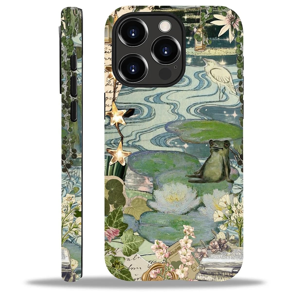 Case for iPhone 16 Pro Max,Aesthetic Frog Pond Splice Exquisitely Pattern Double Protective Phone Cover Cases Soft Silicone for iPhone 16 Pro Max