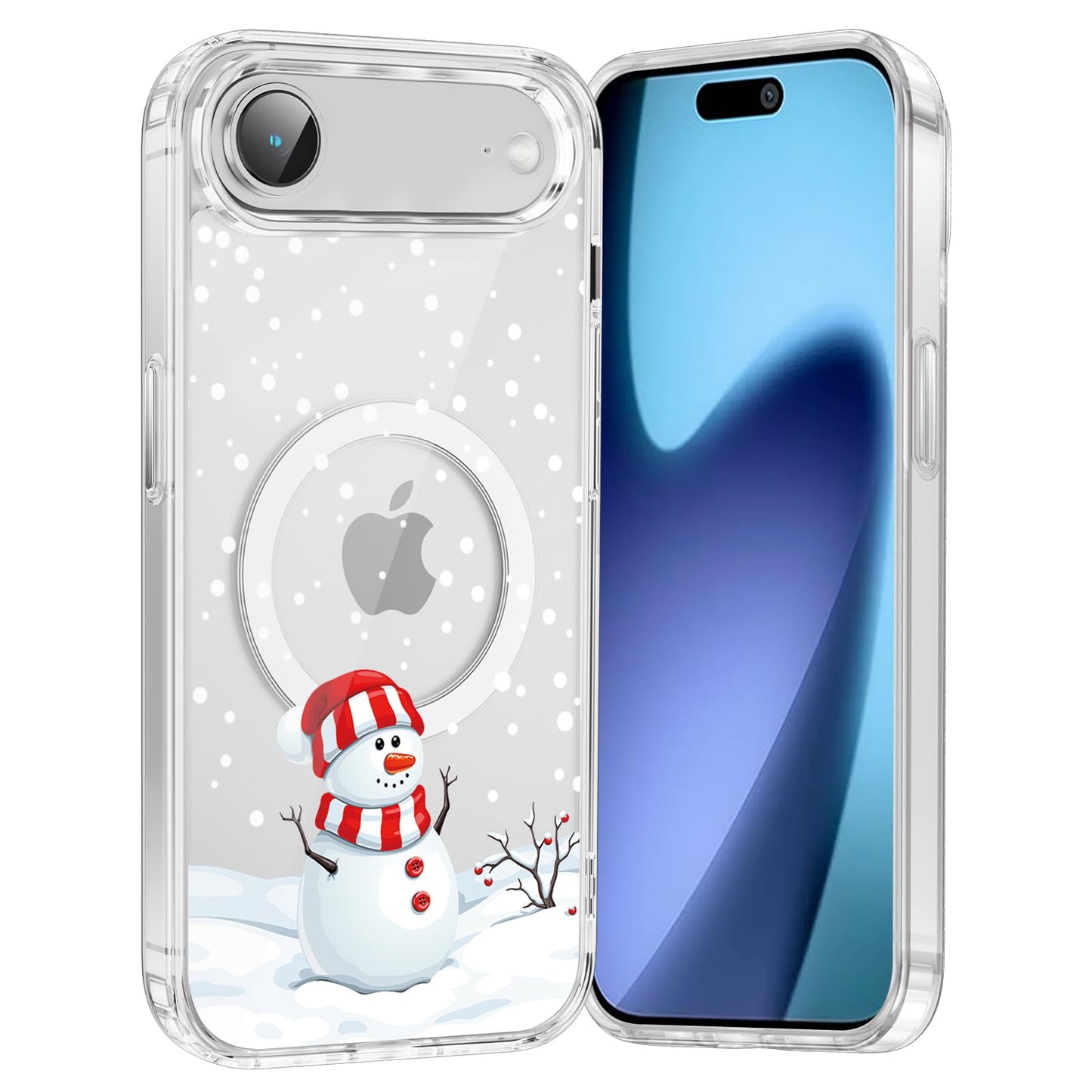 Merry Christmas Snowflake Phone Case for iPhone 13 / iPhone 14 Xmas Clear Magnetic Case 6.1", Compatible with Magsafe, Cute Winter Pattern Design Cover Shockproof Soft TPU Funda for Girl Women