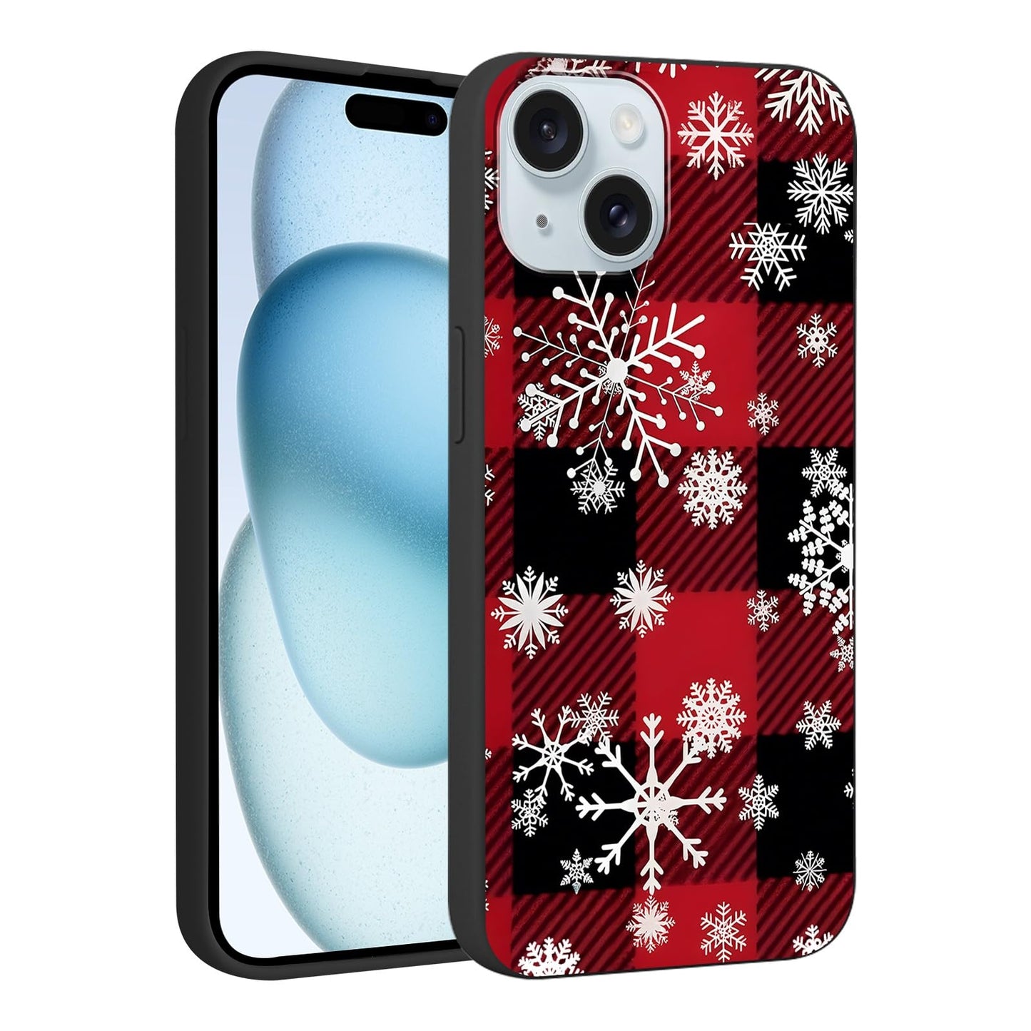 Merry Christmas Plaid Checkered Phone Case for iPhone 11 6.1", Cute Xmas Case Red Grey Scottish Tartan Grid Stripe Pattern Design Cover Shockproof Soft Silicone Protective Funda for Girl Women