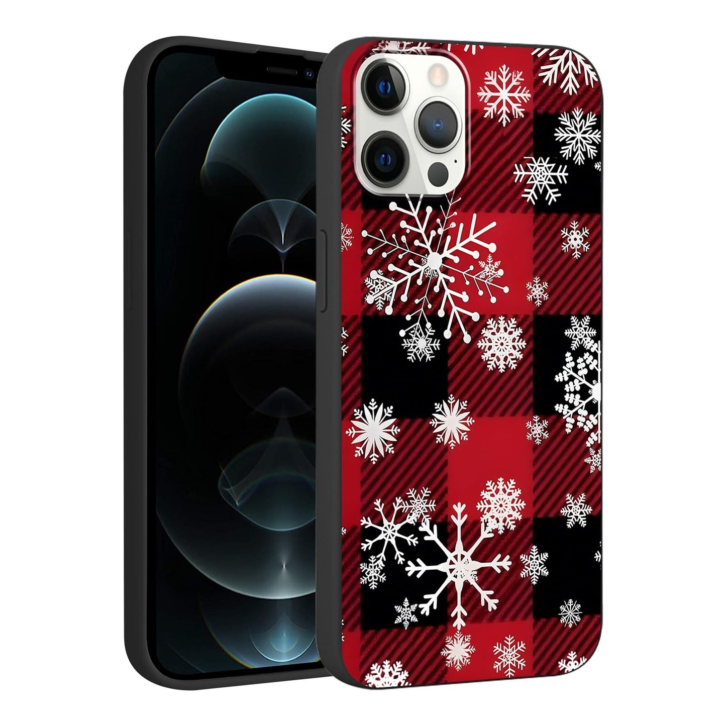 Merry Christmas Plaid Checkered Phone Case for iPhone 11 6.1", Cute Xmas Case Red Grey Scottish Tartan Grid Stripe Pattern Design Cover Shockproof Soft Silicone Protective Funda for Girl Women