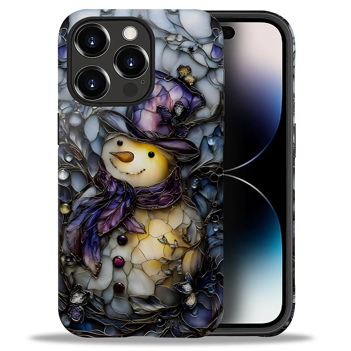 Case for iPhone 17,Drop Protection Hybrid 2-Layer Hard Phone Cover-Vintage Christmas Stamps Collage