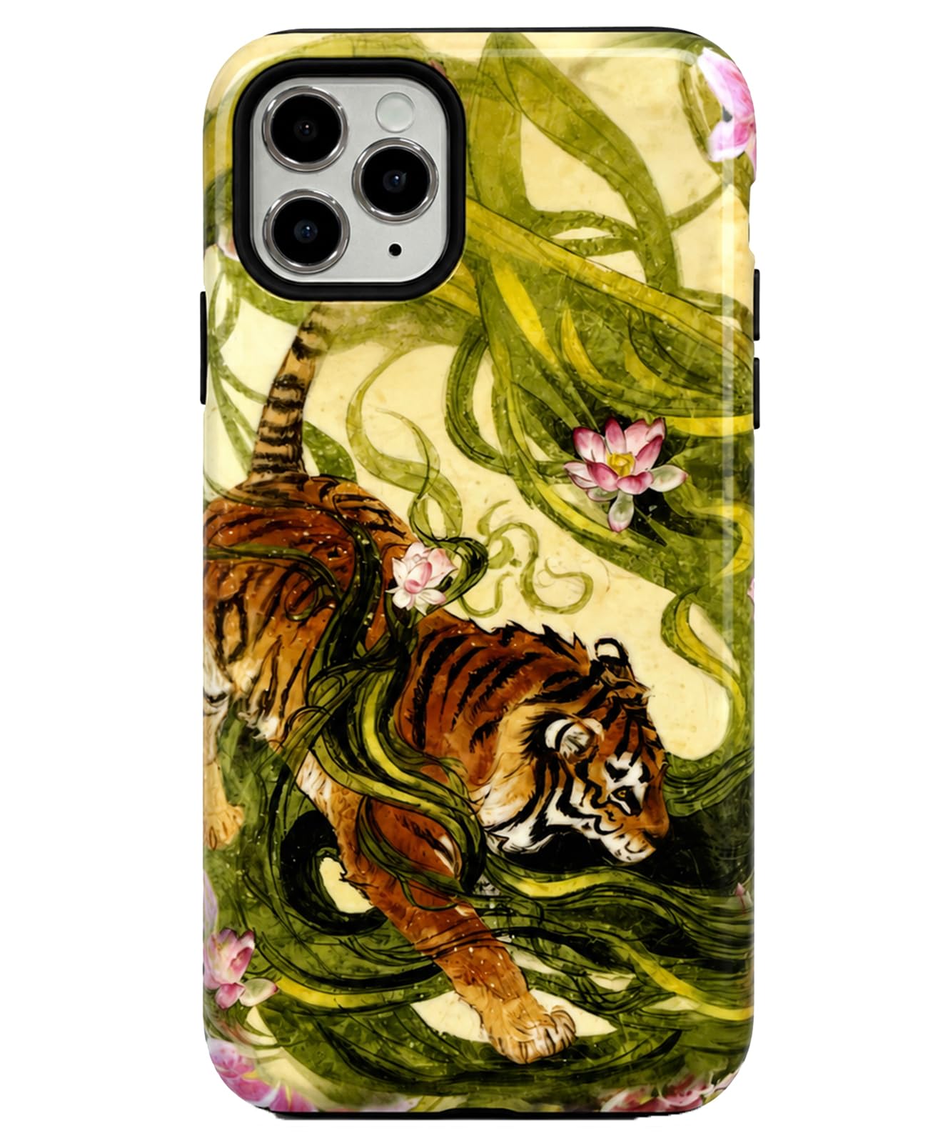 for iPhone 17 Pro Case Cute Retro Chinese-Style Tiger Phone Case Made of Hard PC Material, It Provides Full Protection with A Glossy Finish for Women (Green, iPhone 17 Pro)