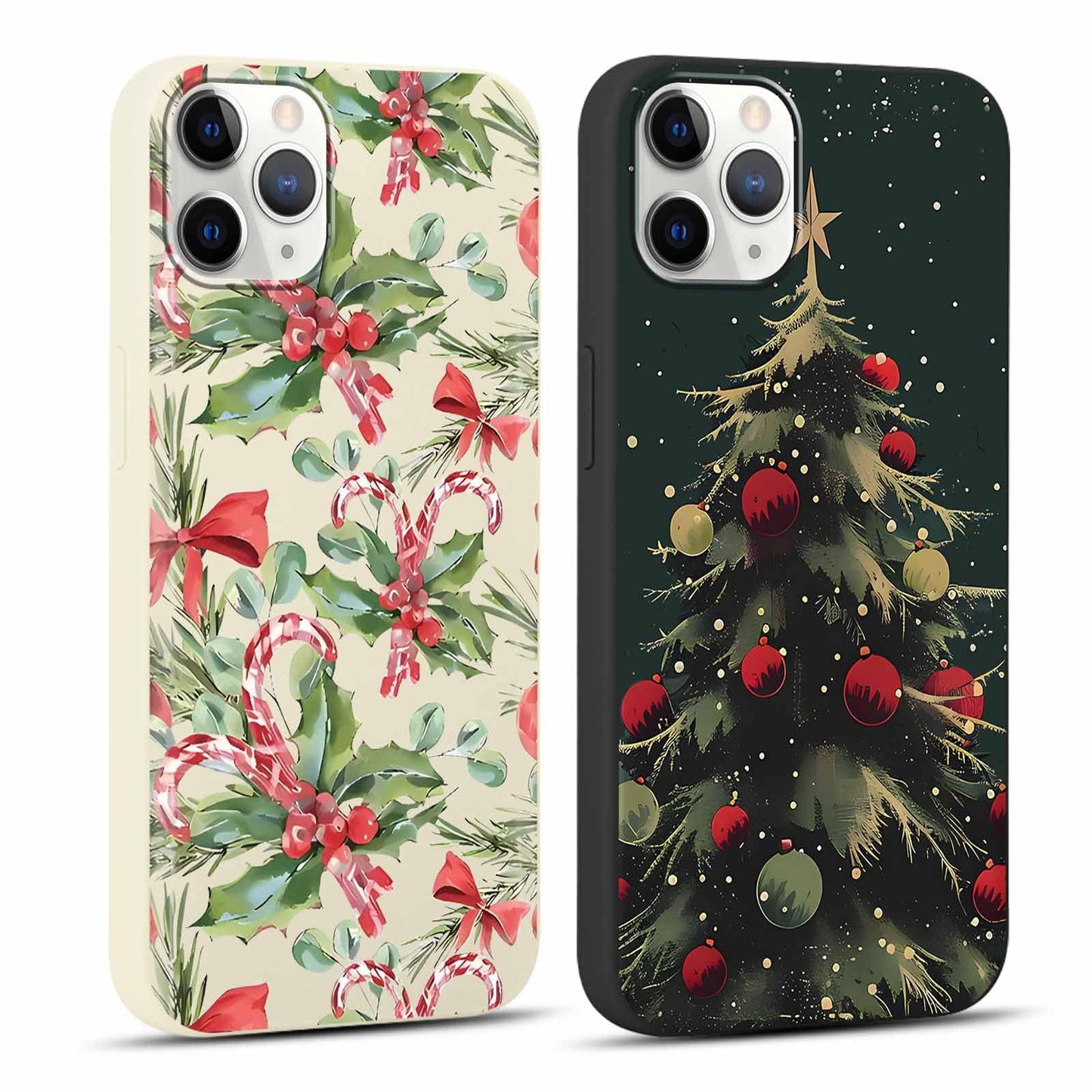 2 Pack Merry Christmas Phone Case for iPhone 16 6.1", Cute Xmas Christmas Tree Pattern Case with Candy Design Christmas Decorations Gifts Shockproof Soft Silicone Cover for Girl Women