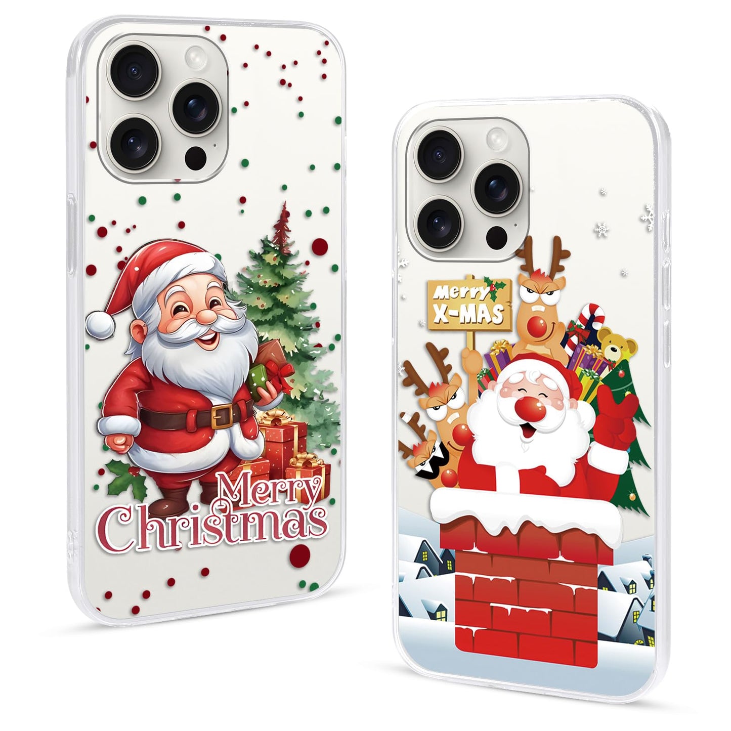 2 Pack Christmas Phone Case for iPhone 16 6.1'', Cute Christmas Tree Pattern Gifts Case with Gingerbread Canes Design Soft TPU Anti-Fall Protective Slim Shockproof Cover for Girl Women Men