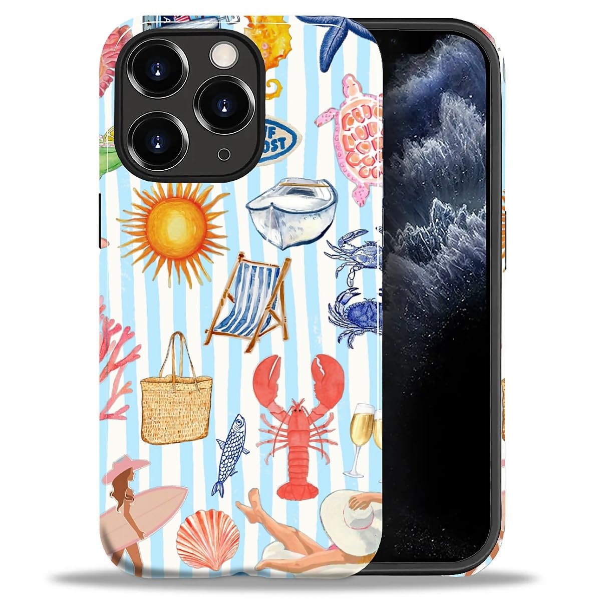 DAIZAG Case for iPhone 13 iPhone 14, Christmas Coffee Snowflake Cane Full-Body Design Hybrid Dual Protection Soft TPU + Hard PC, Shockproof Scratch-Resistant Protective Cover Phone Case for Men Women