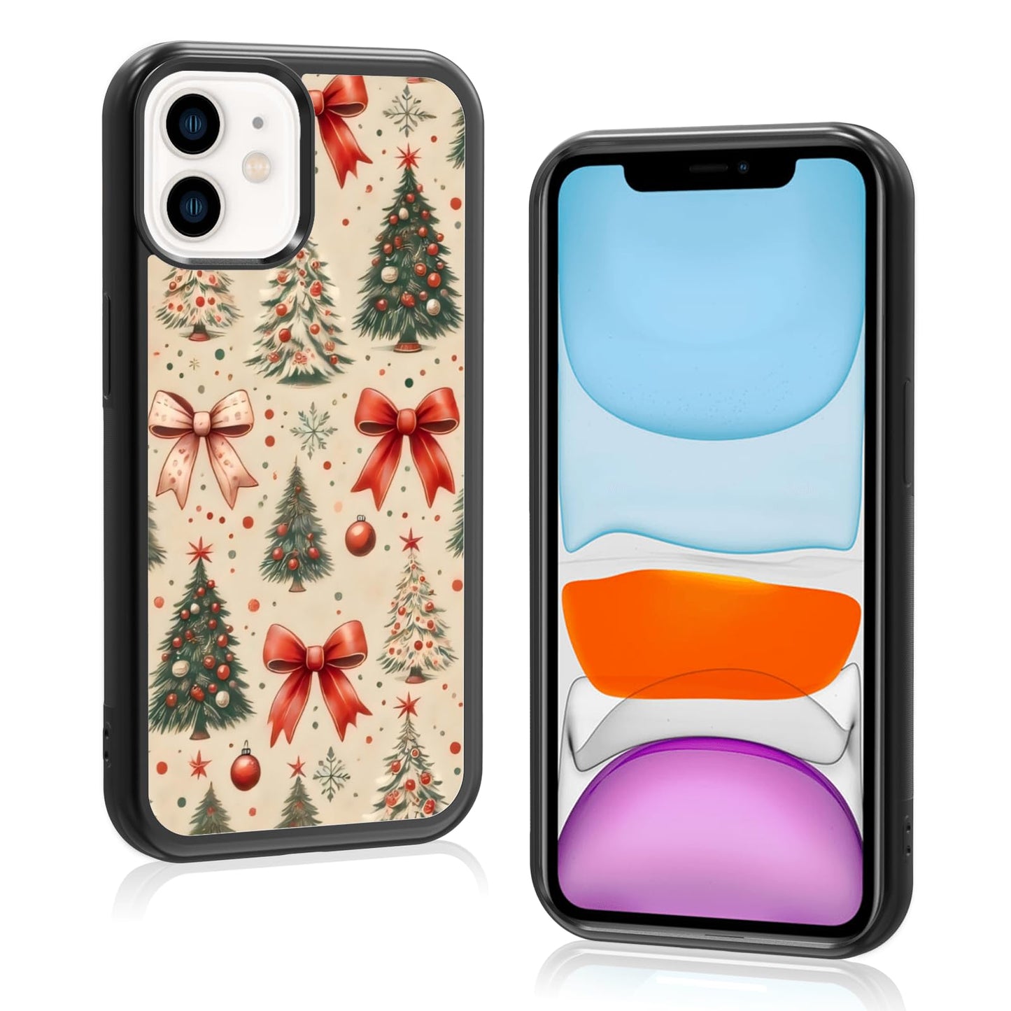 Cute Christmas Tree Bow Phone Case: Kawaii Winter Non-Slip Design Compatible with iPhone 13./14 Case for Women & Girl（14）