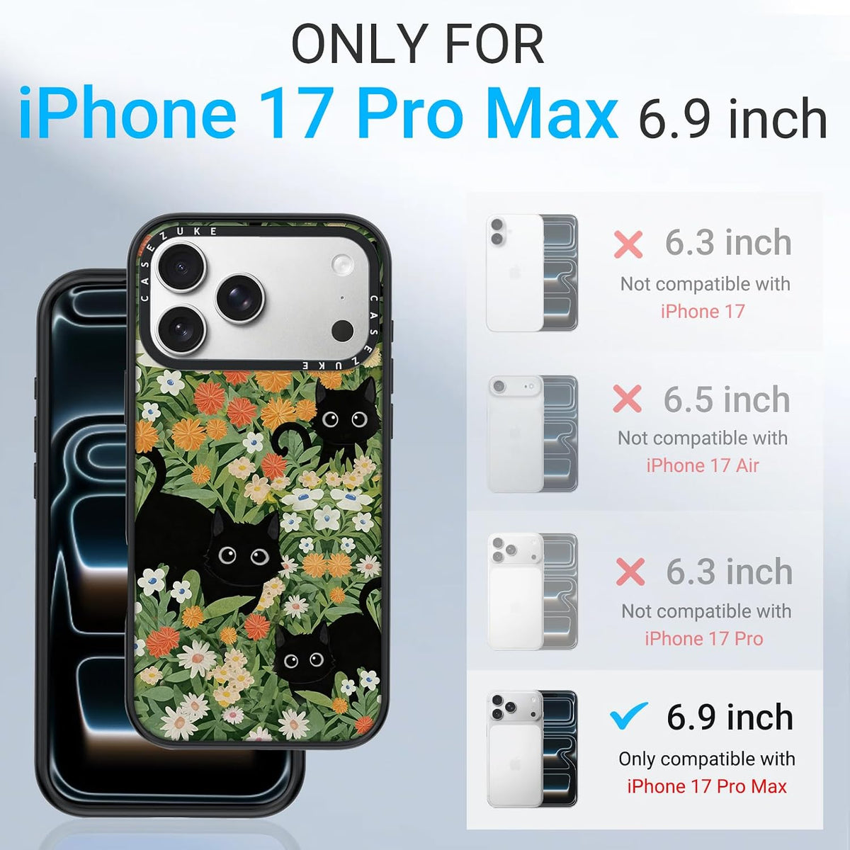 Clear TPU Phone Case Cover for iPhone with Design, Drop Protection, Cute Case for Girl Women (Cat2, iPhone 17 Pro Max)