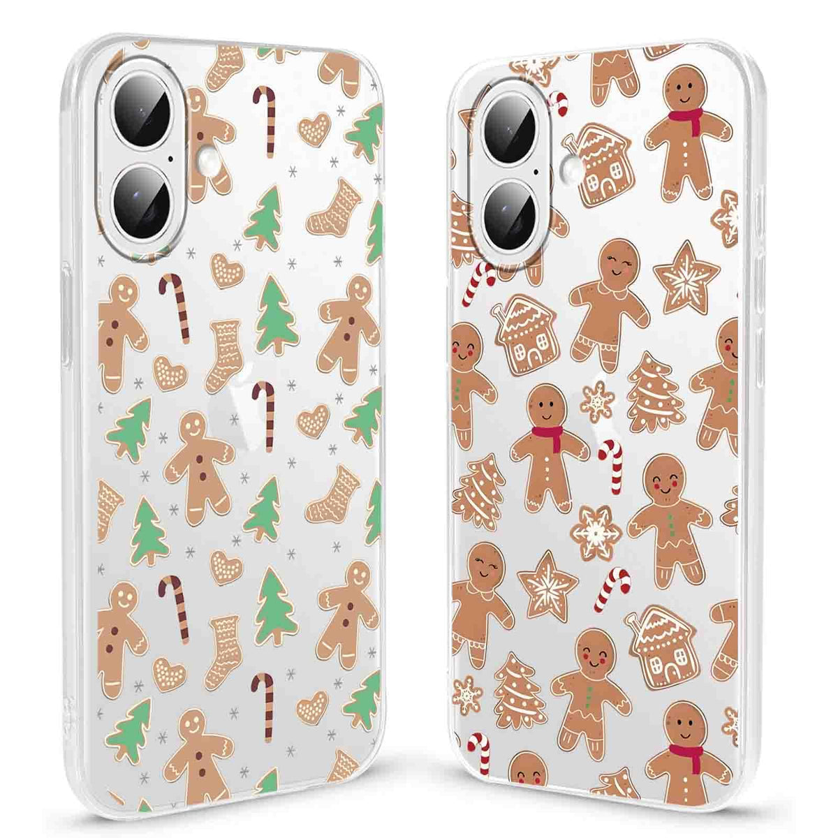 2 Pack Christmas Phone Case for iPhone 16 6.1'', Cute Christmas Tree Pattern Gifts Case with Gingerbread Canes Design Soft TPU Anti-Fall Protective Slim Shockproof Cover for Girl Women Men