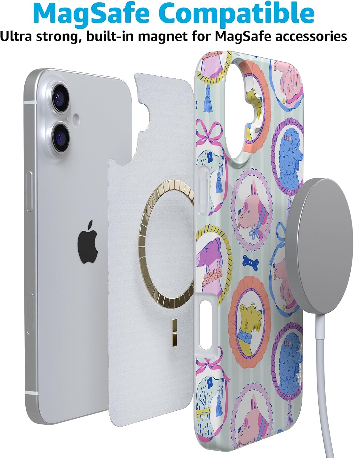 Casely iPhone 16 Case | Chateau Pups | French Dog | Compatible with MagSafe | Classic Ultra Slim Design